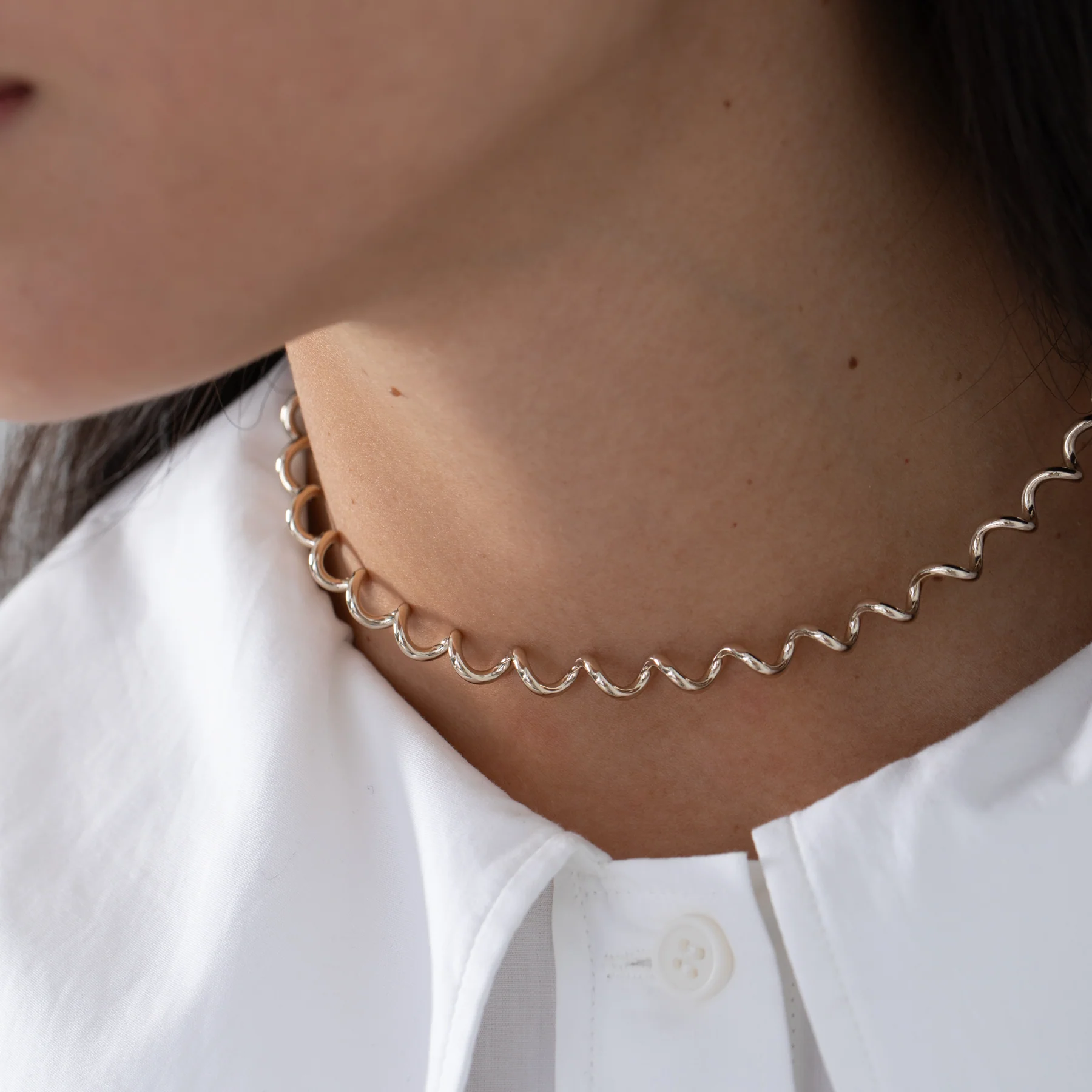 Helix Solid Gold Spiral Choker Necklace - Image 4
