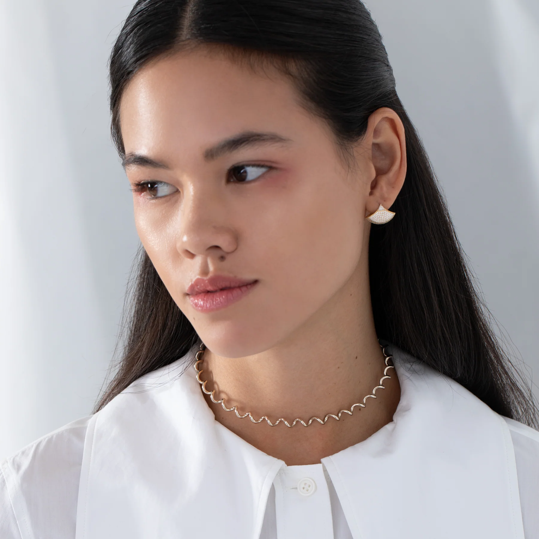 Helix Solid Gold Spiral Choker Necklace - Image 6