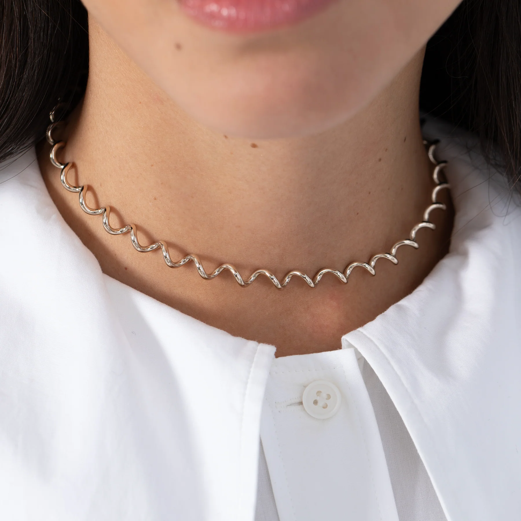 Helix Solid Gold Spiral Choker Necklace - Image 7