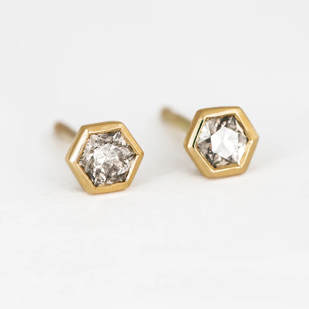 Hexagon Diamond Earrings - Image 3