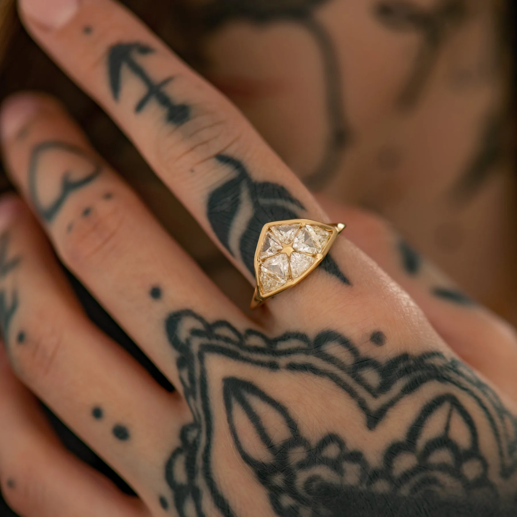 Interstellar Dome Ring with Triangle Cut Diamonds - Image 5