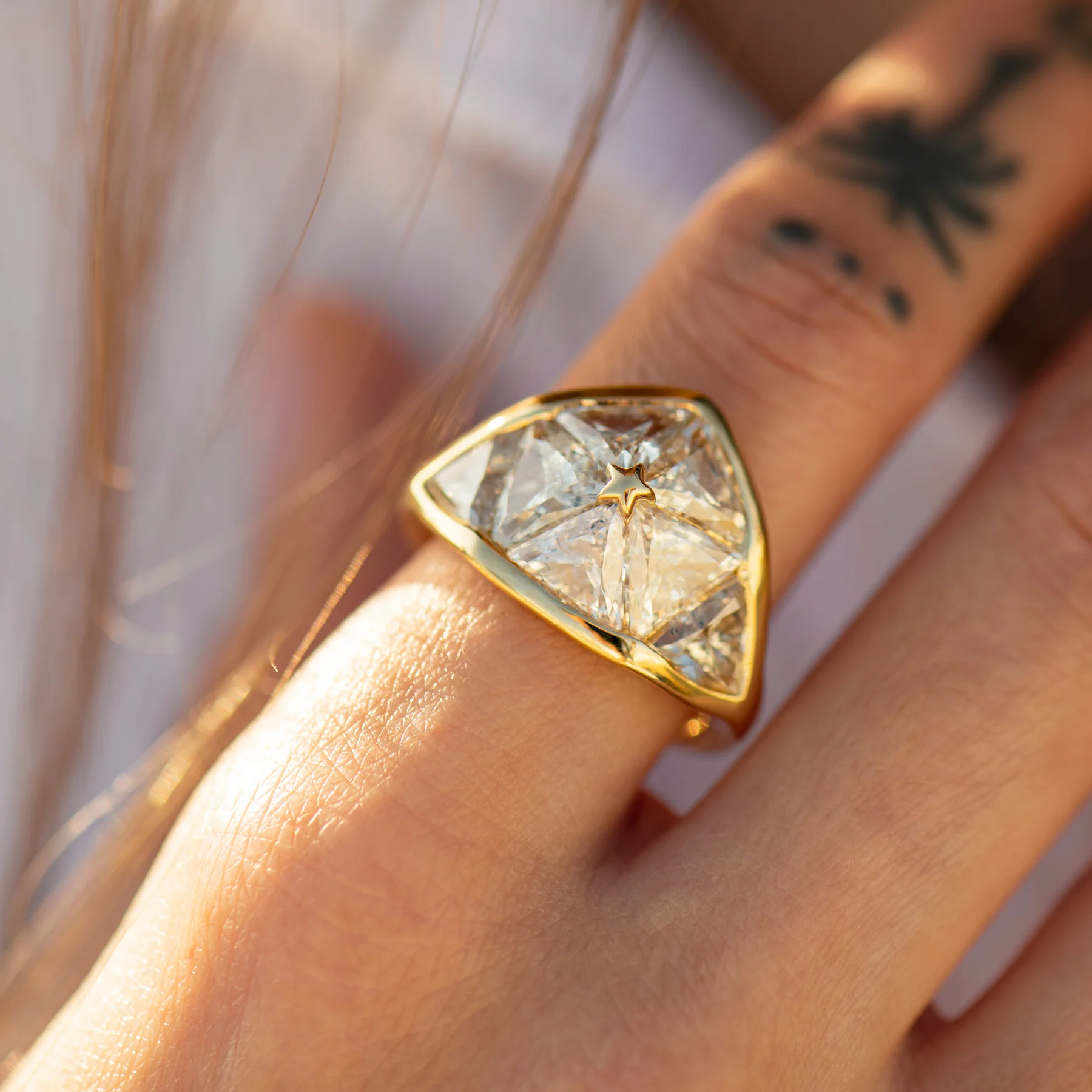 Interstellar Dome Ring with Triangle Cut Diamonds - Image 6