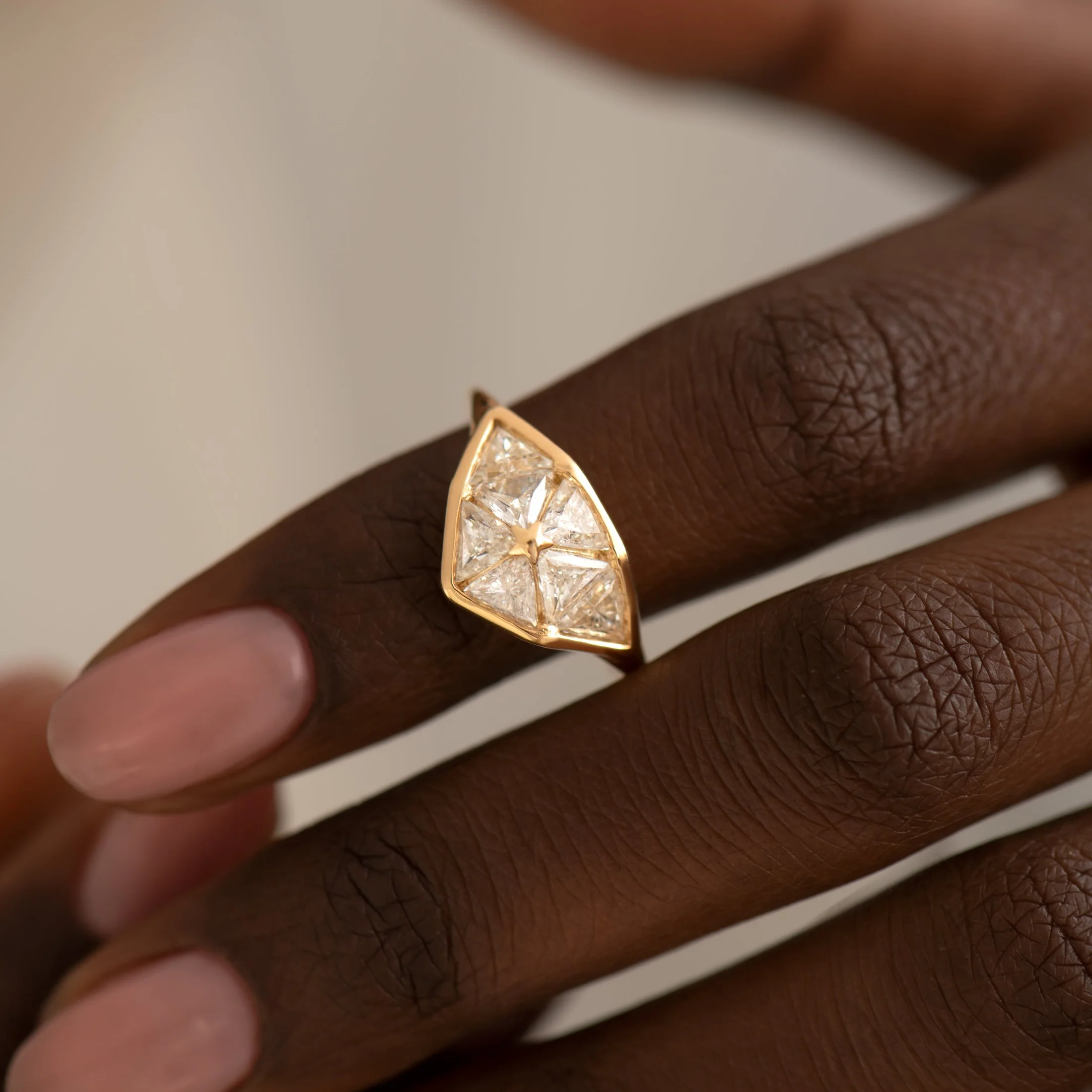 Interstellar Dome Ring with Triangle Cut Diamonds - Image 7