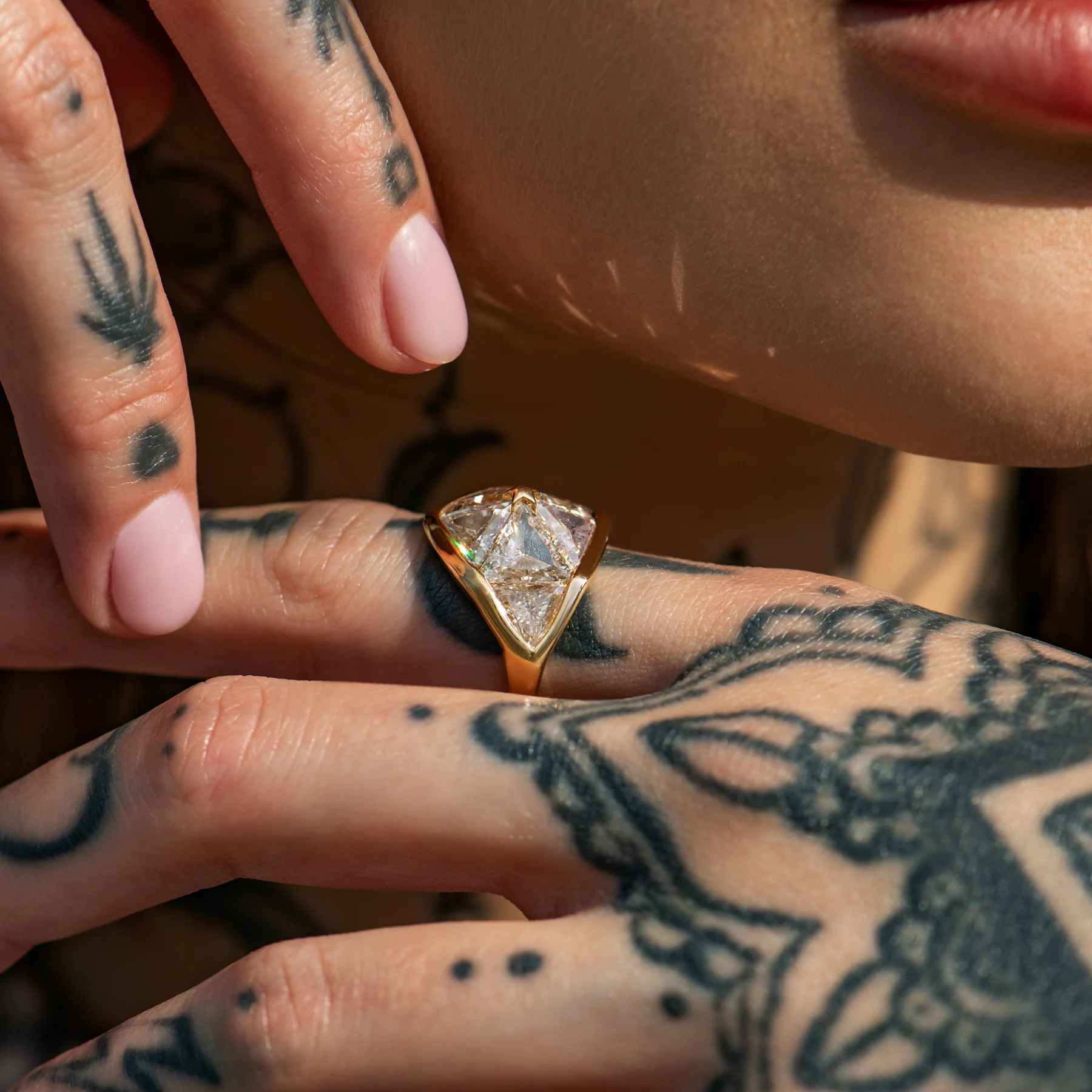 Interstellar Dome Ring with Triangle Cut Diamonds - Image 8