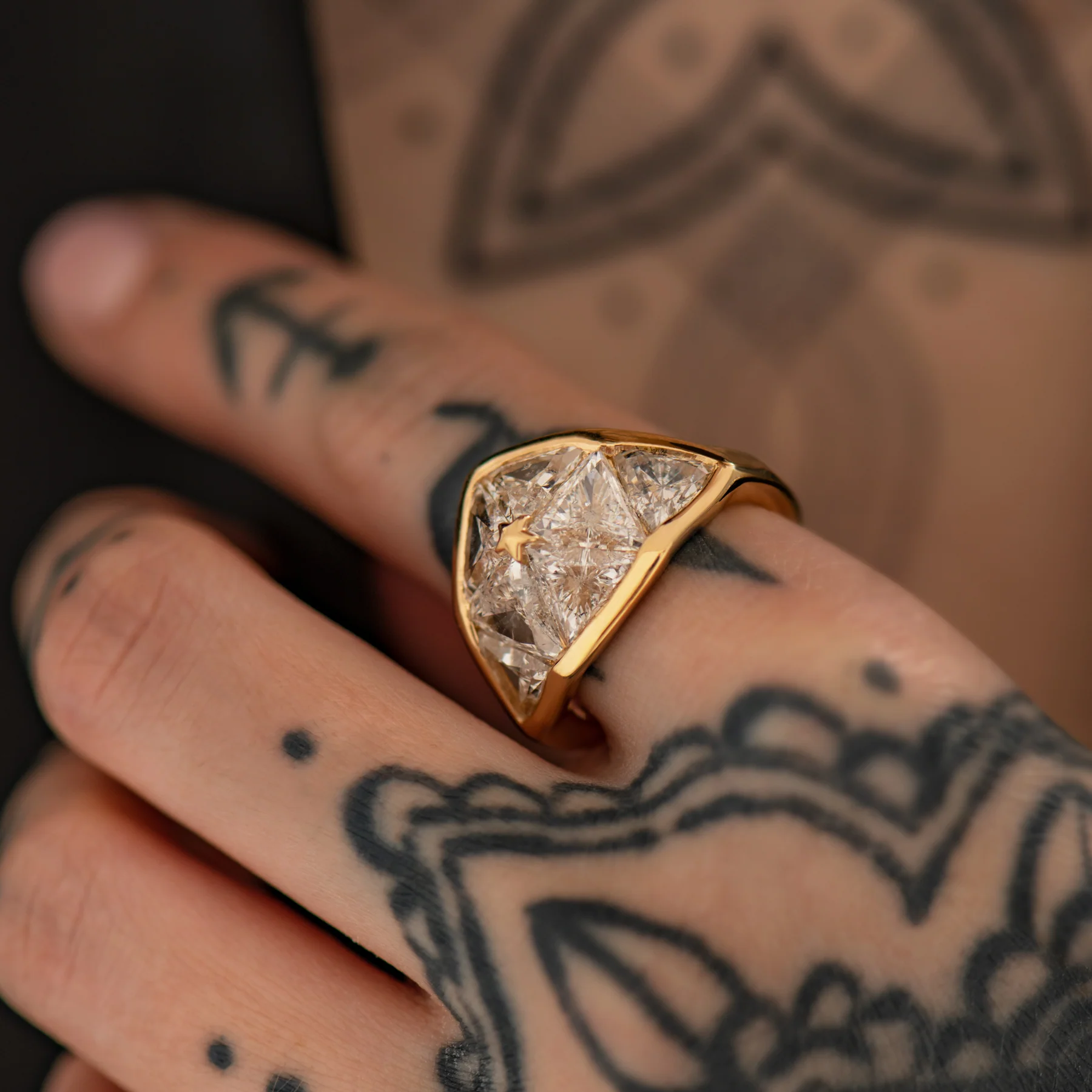 Interstellar Dome Ring with Triangle Cut Diamonds - Image 9