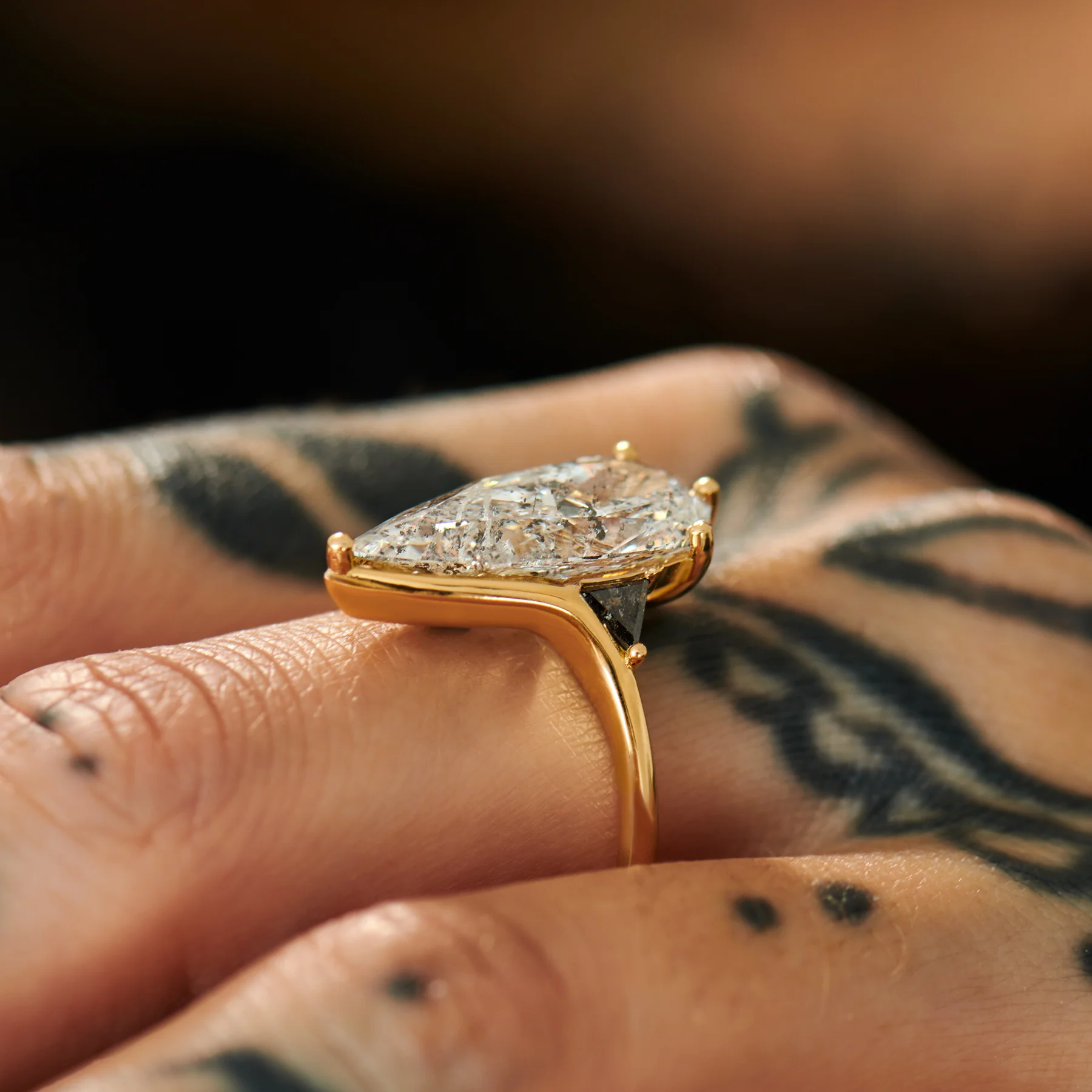 Interstellar OOAK Salt & Pepper Engagement Ring - Image 3
