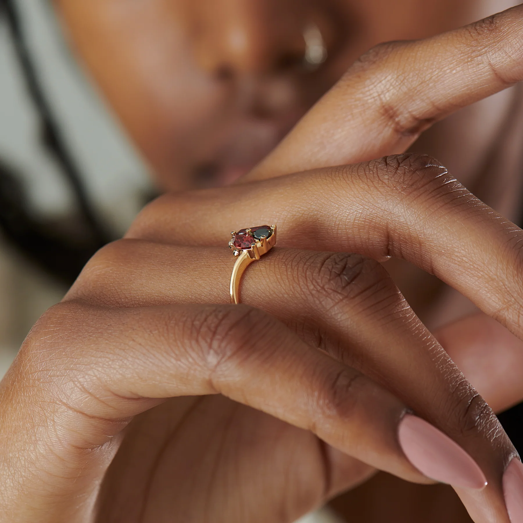 Ladybug Red Garnet & Black Diamond Ring - Image 8