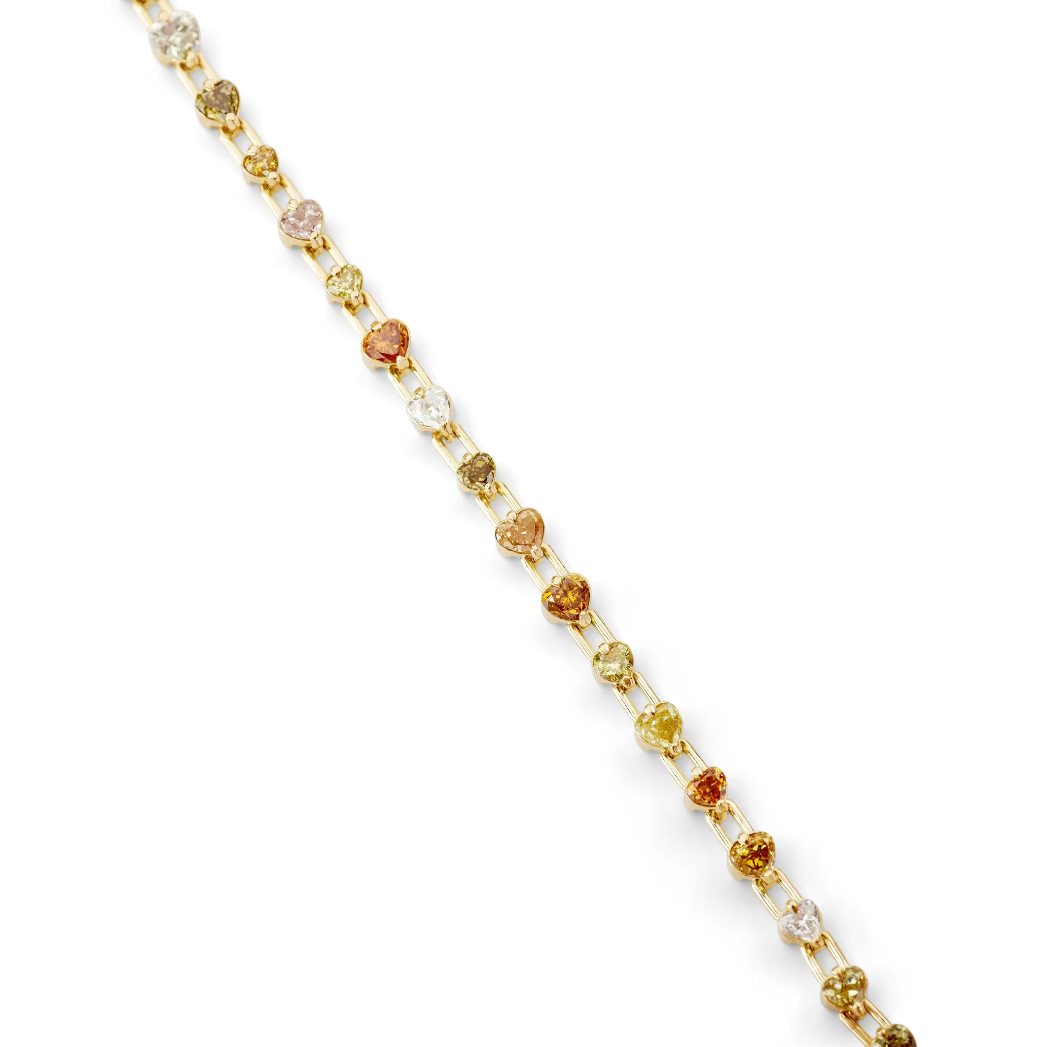 Linked Hearts Eternity Bracelet with Colorful Fancy Diamonds - OOAK - Image 8