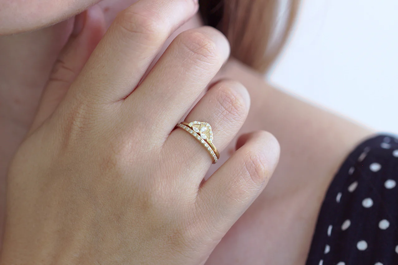 Marquise Diamond Cluster Engagement Ring - Marquise Diamond Petals Ring - Image 4