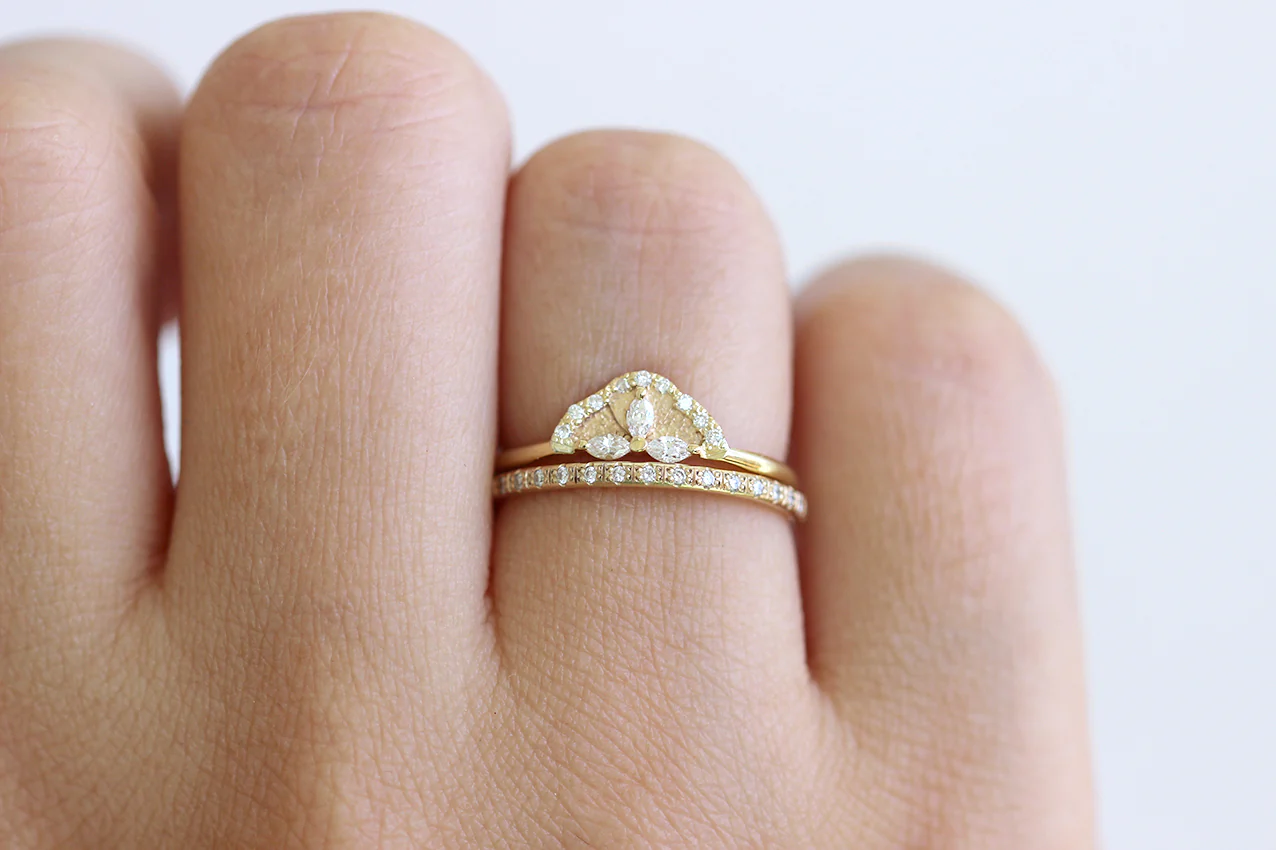 Marquise Diamond Cluster Engagement Ring - Marquise Diamond Petals Ring - Image 5