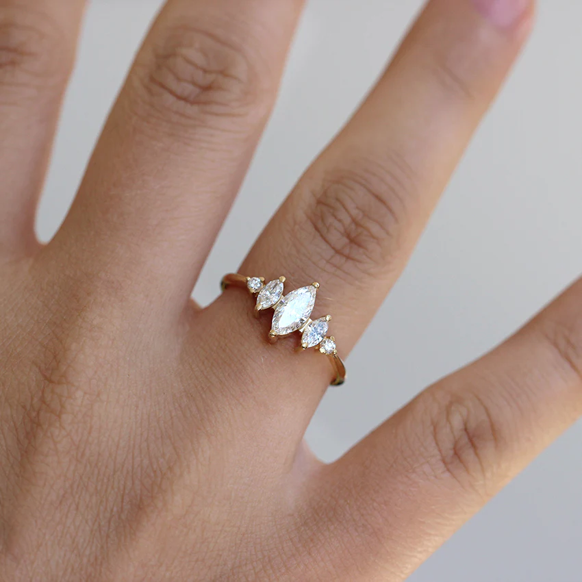 Marquise Diamond Engagement Ring - Art Deco Ring - Image 5