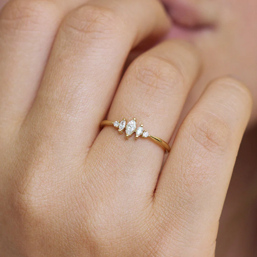 Marquise Diamond Engagement Ring - Art Deco Ring - Image 7