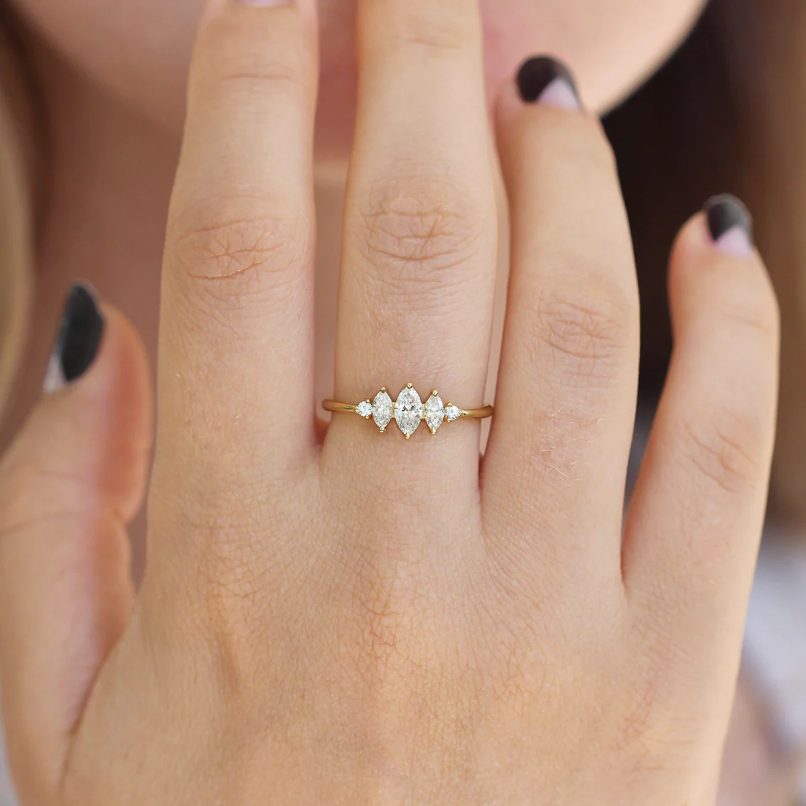 Marquise Diamond Engagement Ring - Art Deco Ring - Image 9