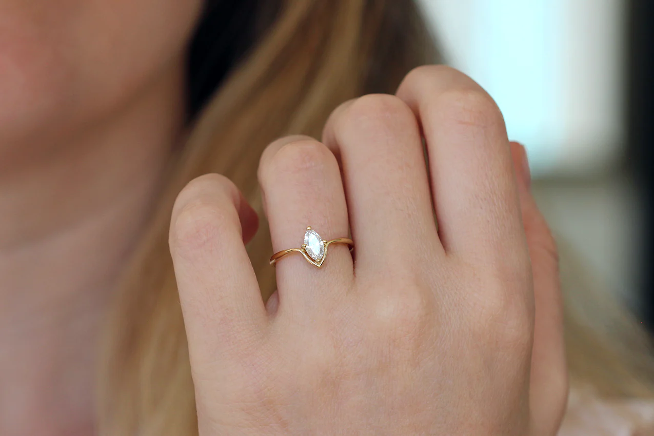 Marquise Engagement Ring - Minimalist Engagement Ring - Image 3