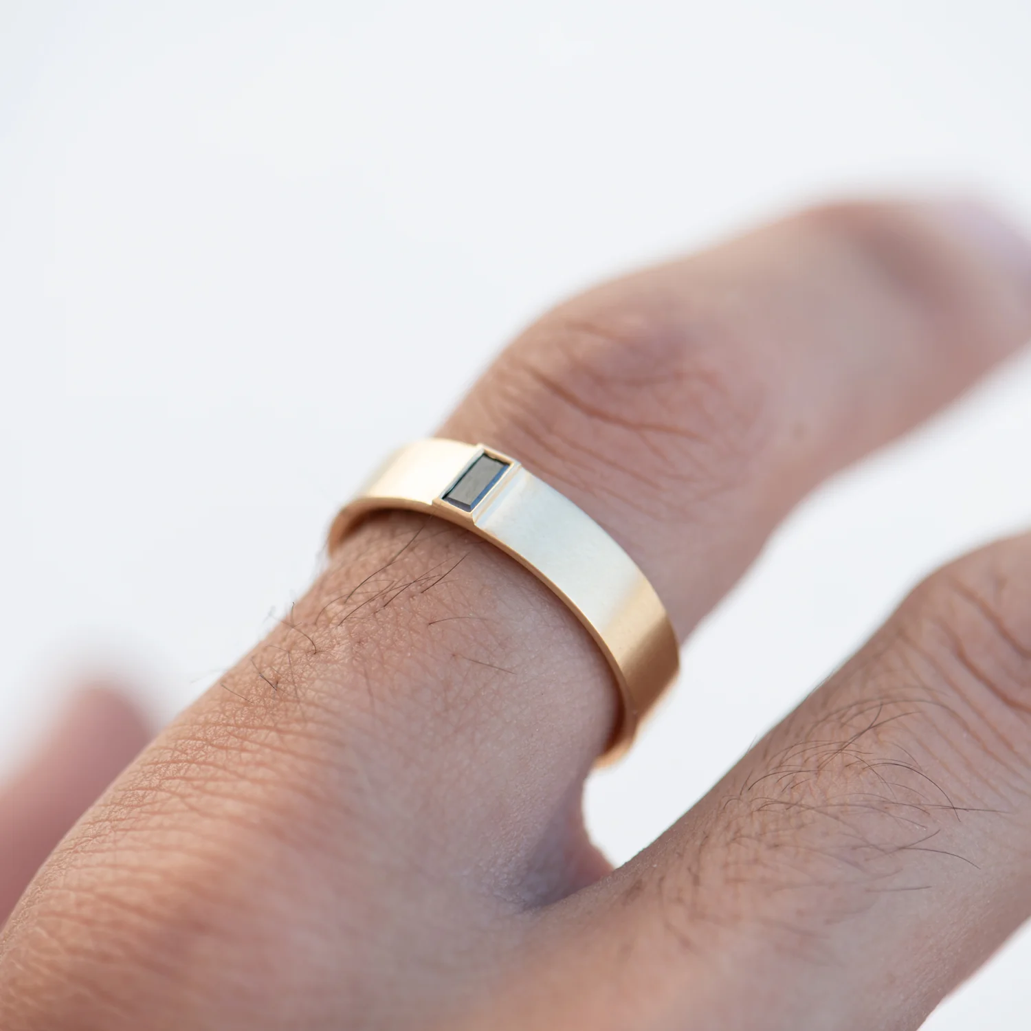 Men's Classic Black Diamond Wedding Band - Image 6