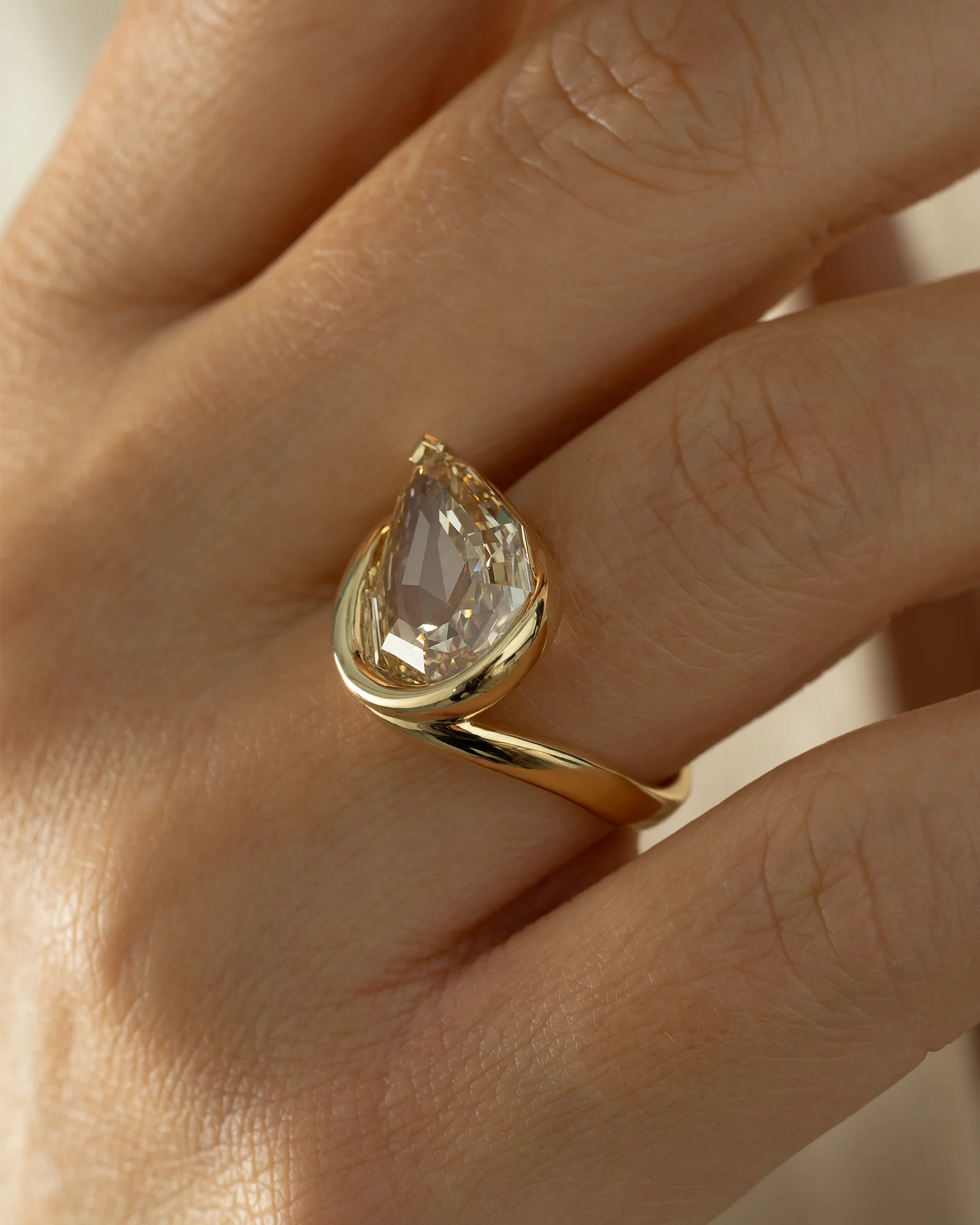 Miel Fancy Color Pear Diamond Solitaire Ring - Image 5
