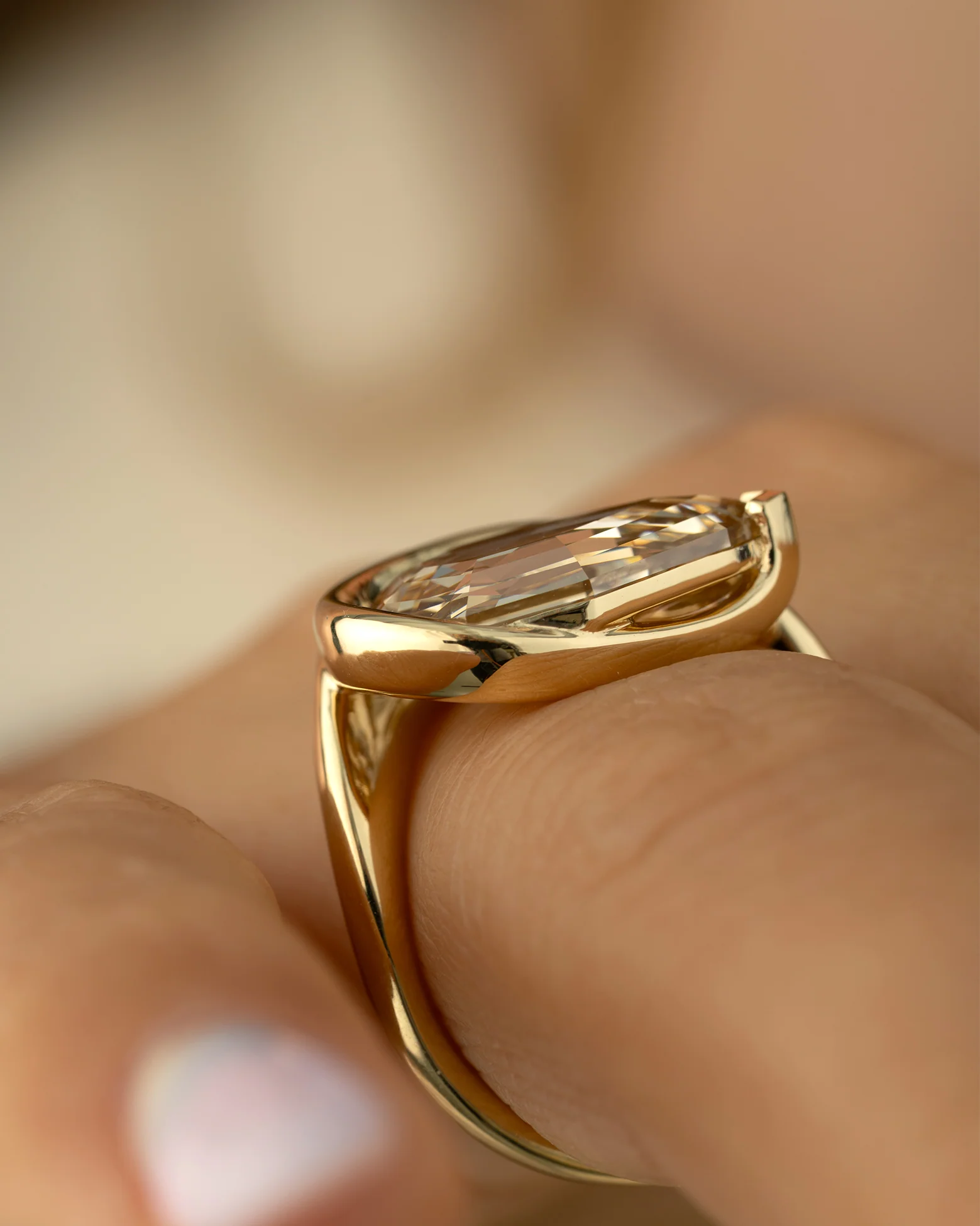 Miel Fancy Color Pear Diamond Solitaire Ring - Image 7