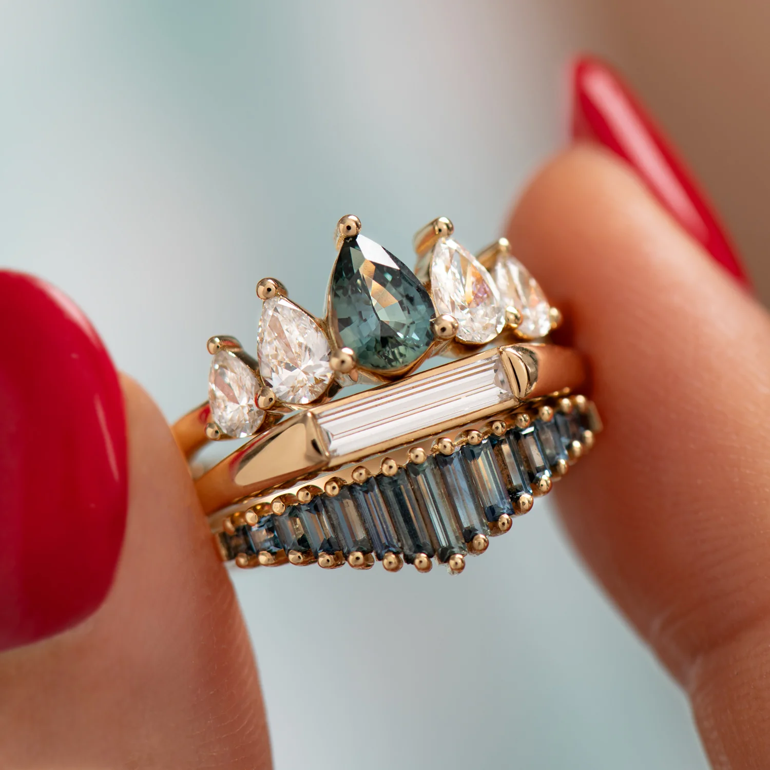 Minimalist Engagement Ring with OOAK Long Baguette Diamond - Image 6
