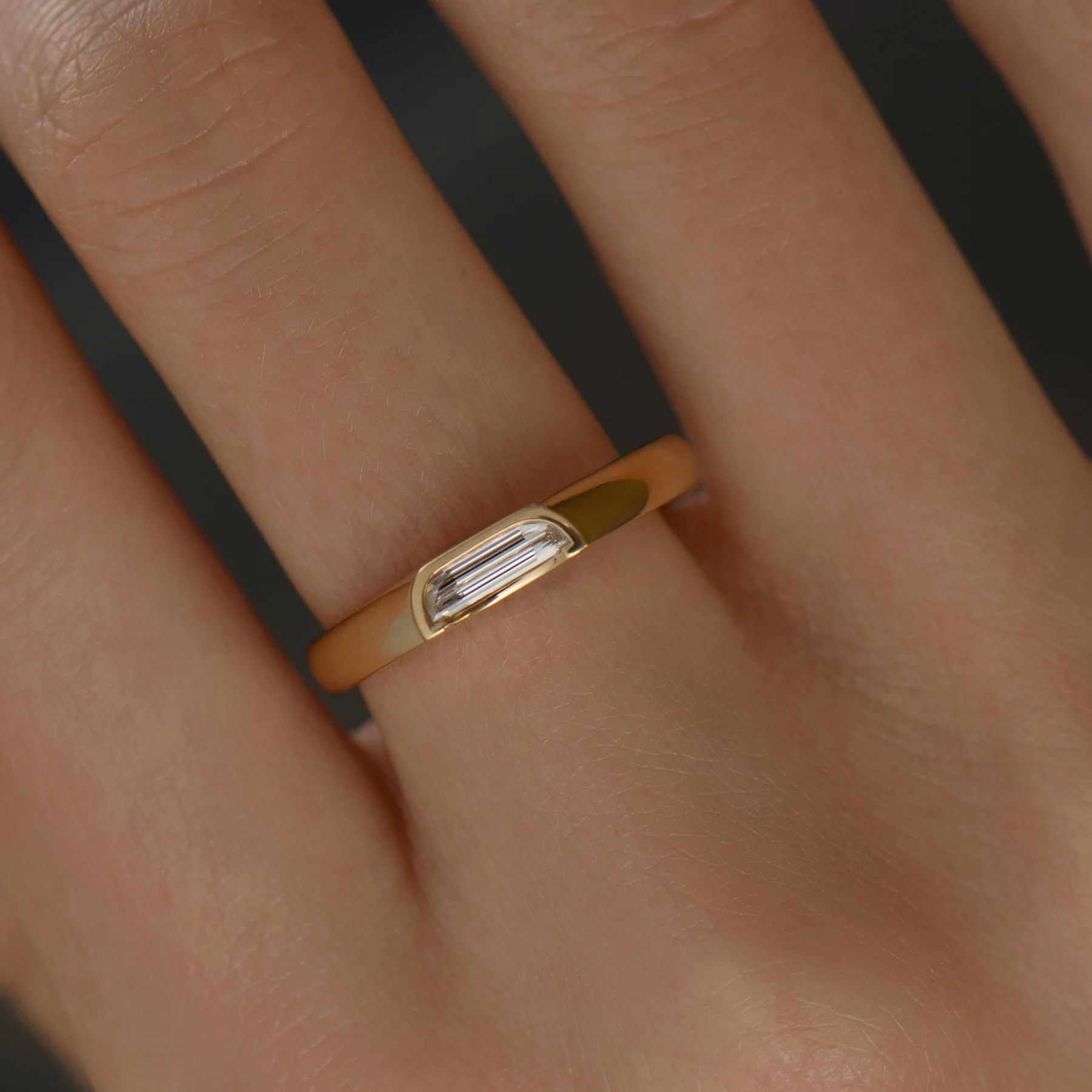 Minimalist Half Moon Diamond Band - Image 2