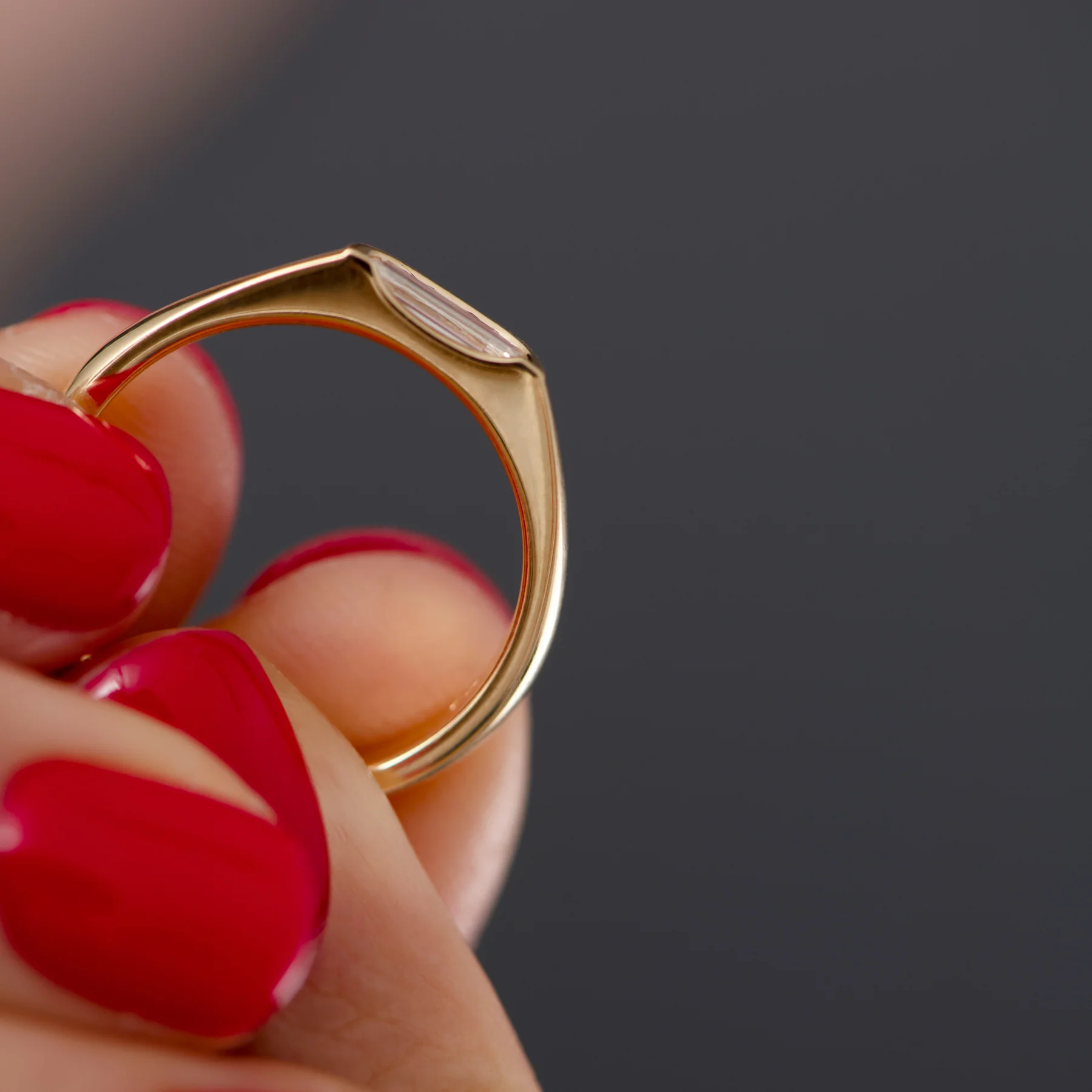 Minimalist Half Moon Diamond Band - Image 3