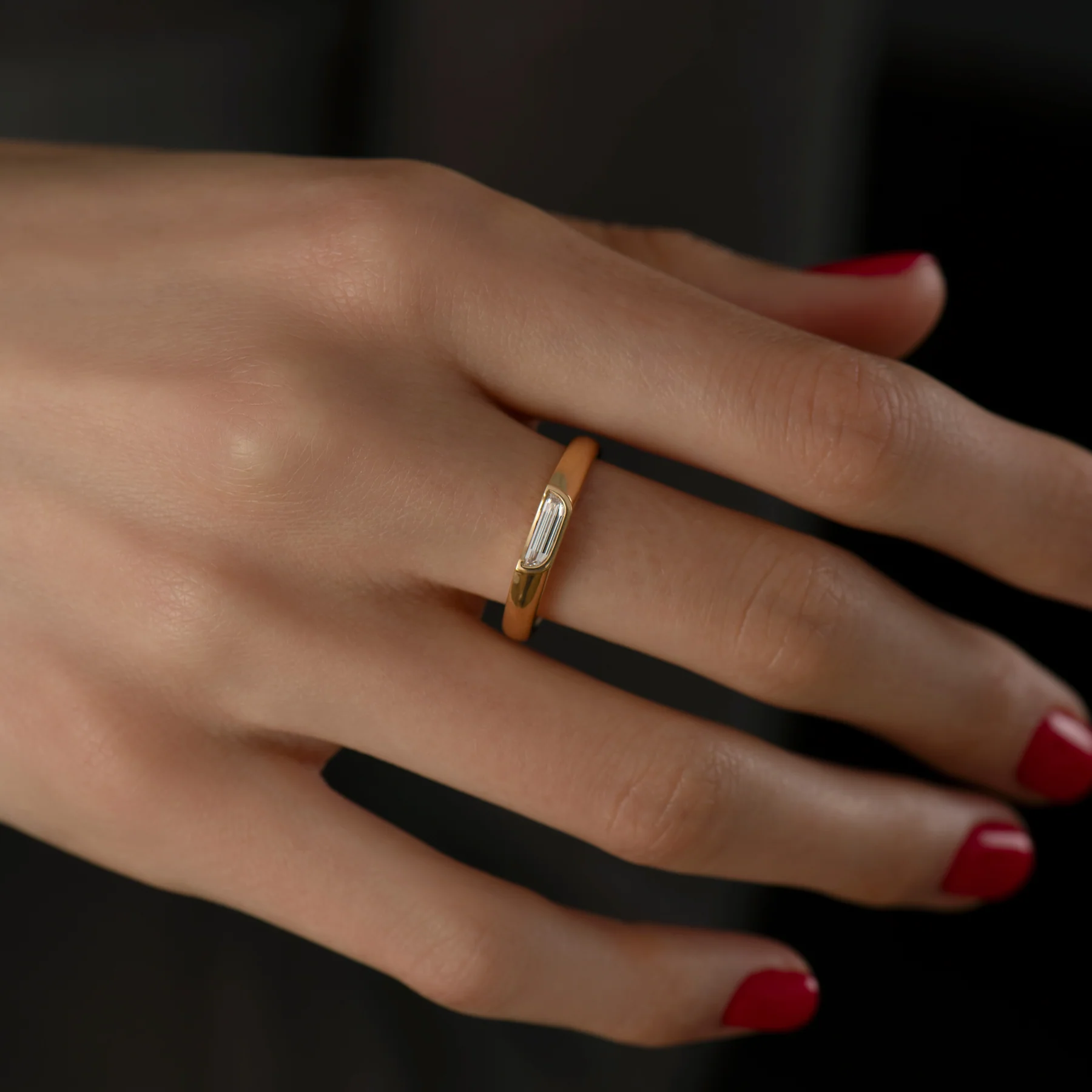 Minimalist Half Moon Diamond Band - Image 6