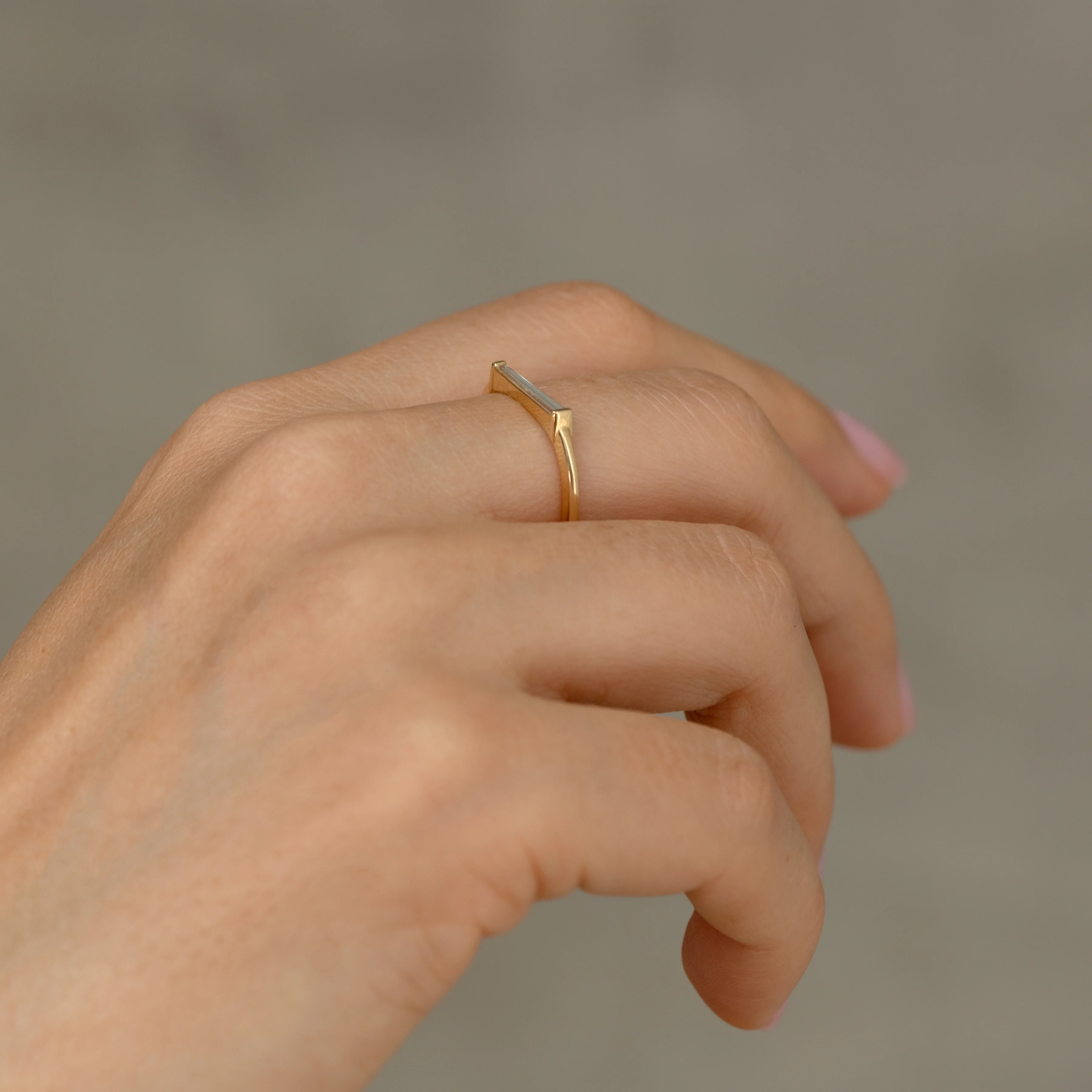 Minimalist Needle Baguette Ring - OOAK - Image 4