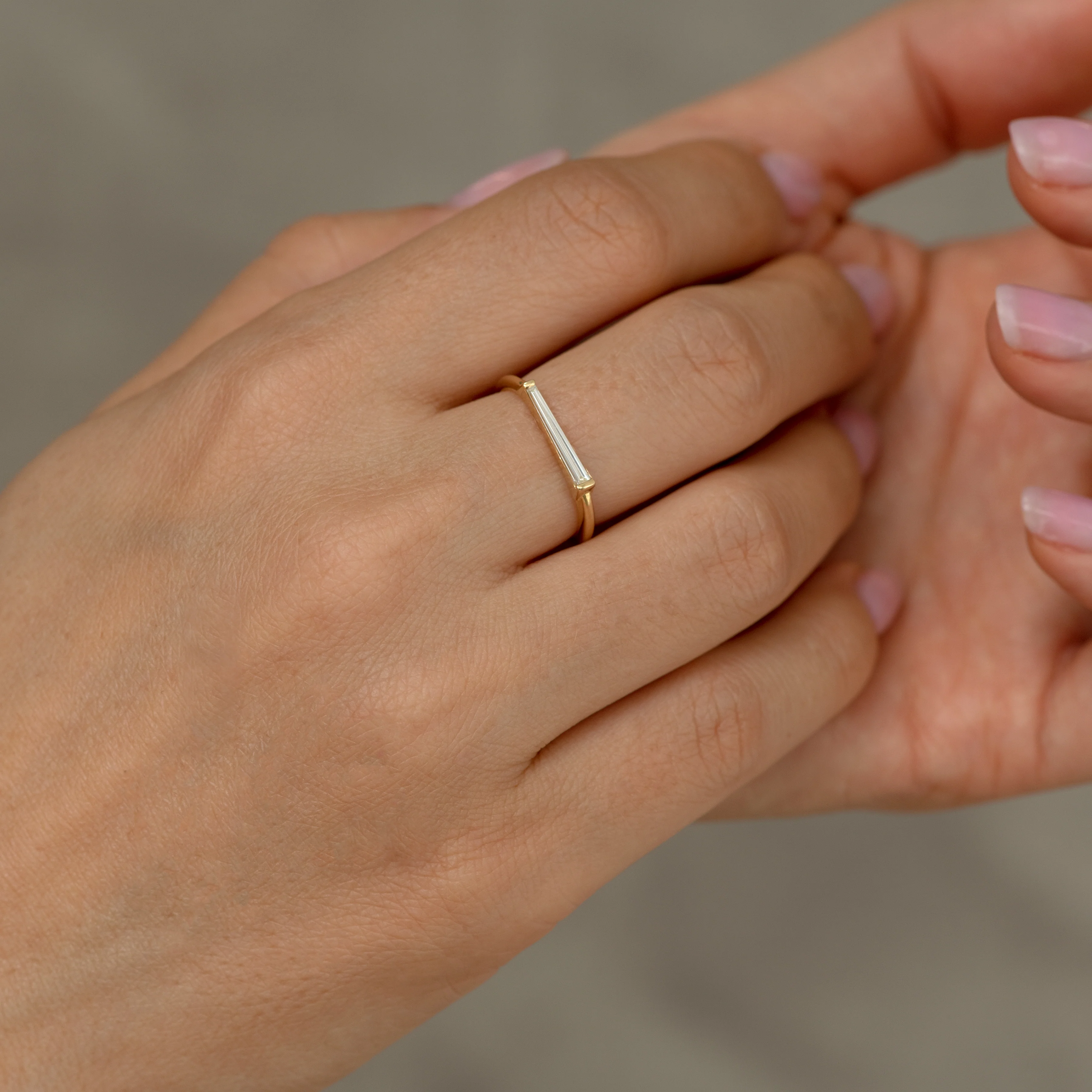 Minimalist Needle Baguette Ring - OOAK - Image 6