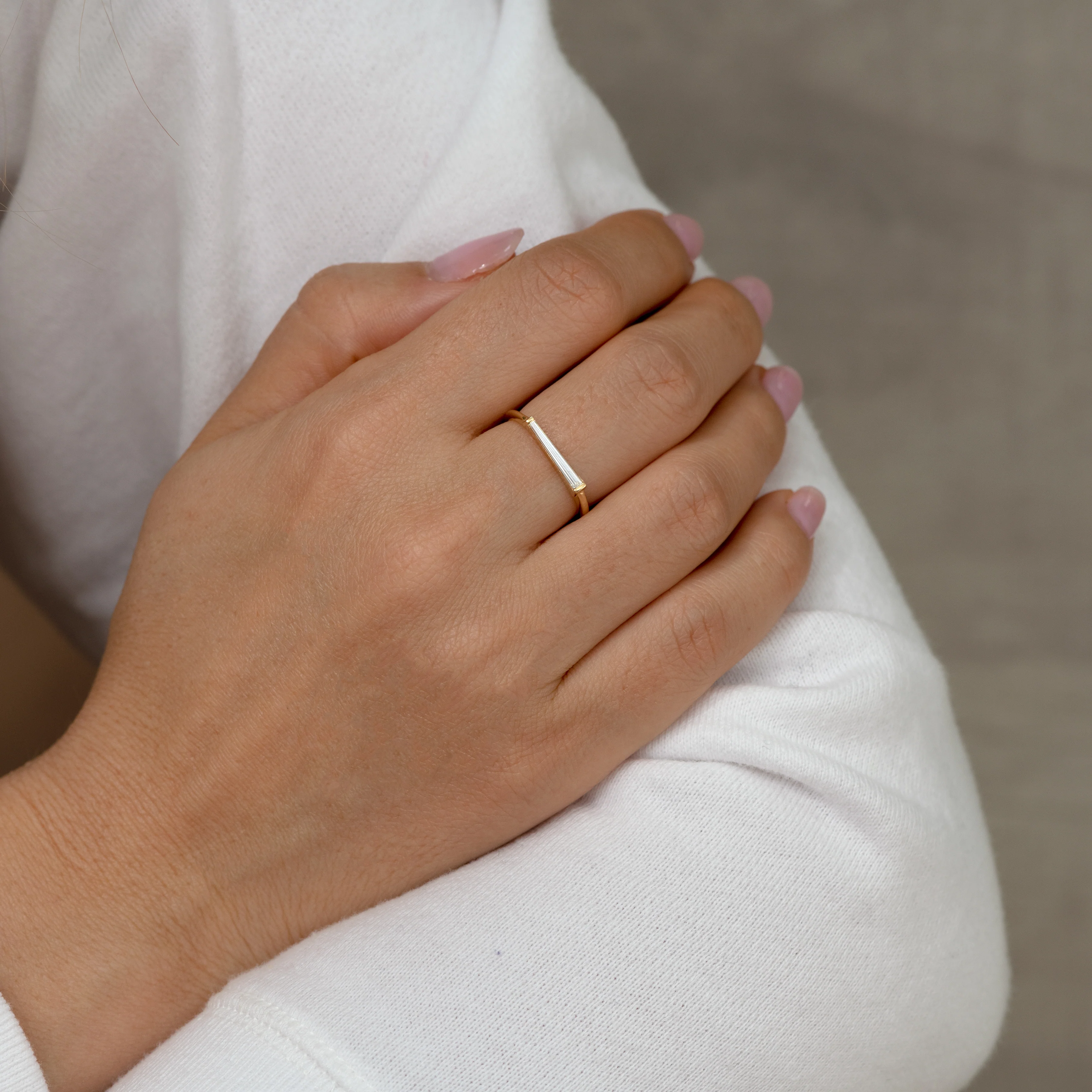 Minimalist Needle Baguette Ring - OOAK - Image 7