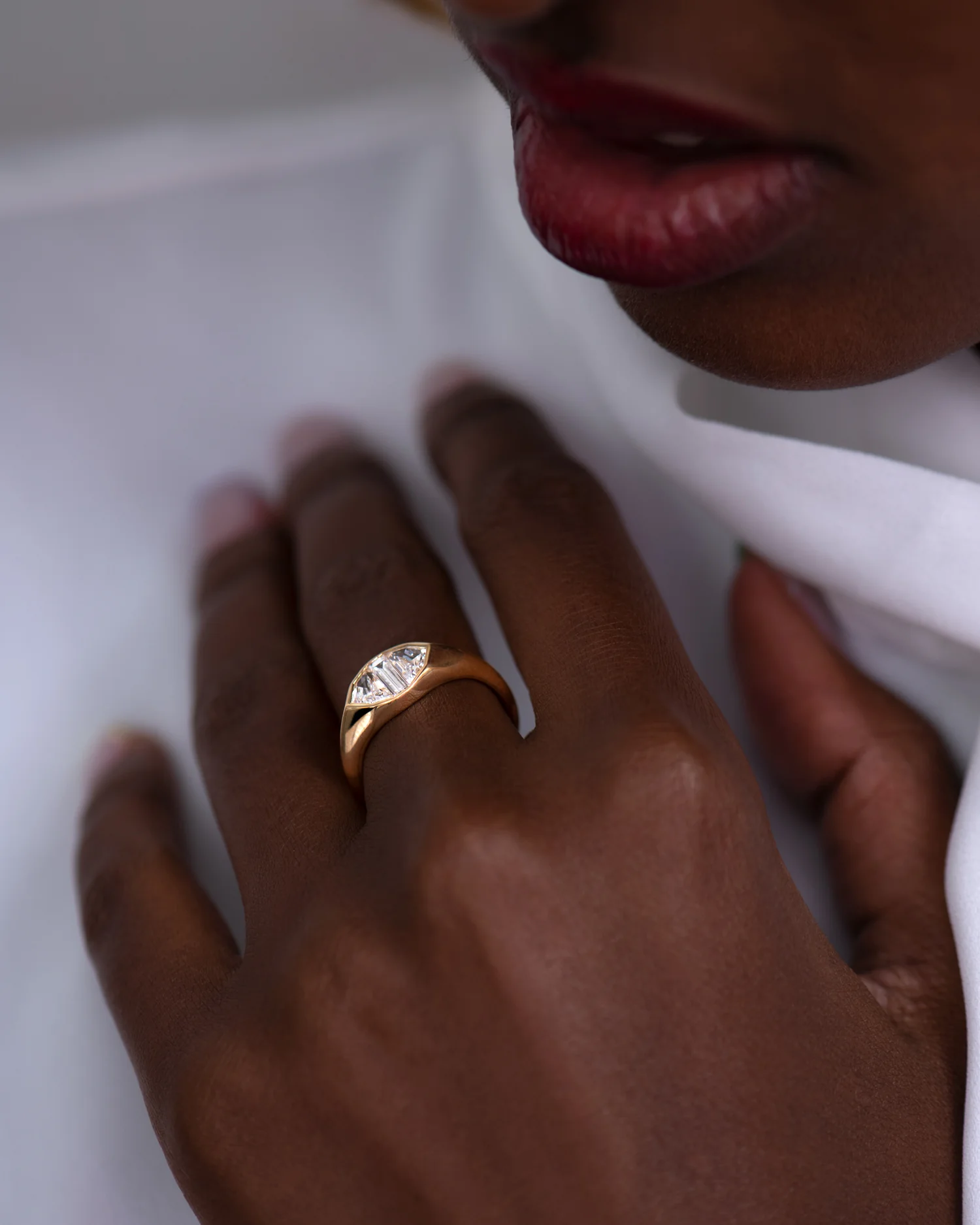 Modern Signet Ring with Cadillac Cut Diamonds - Image 6
