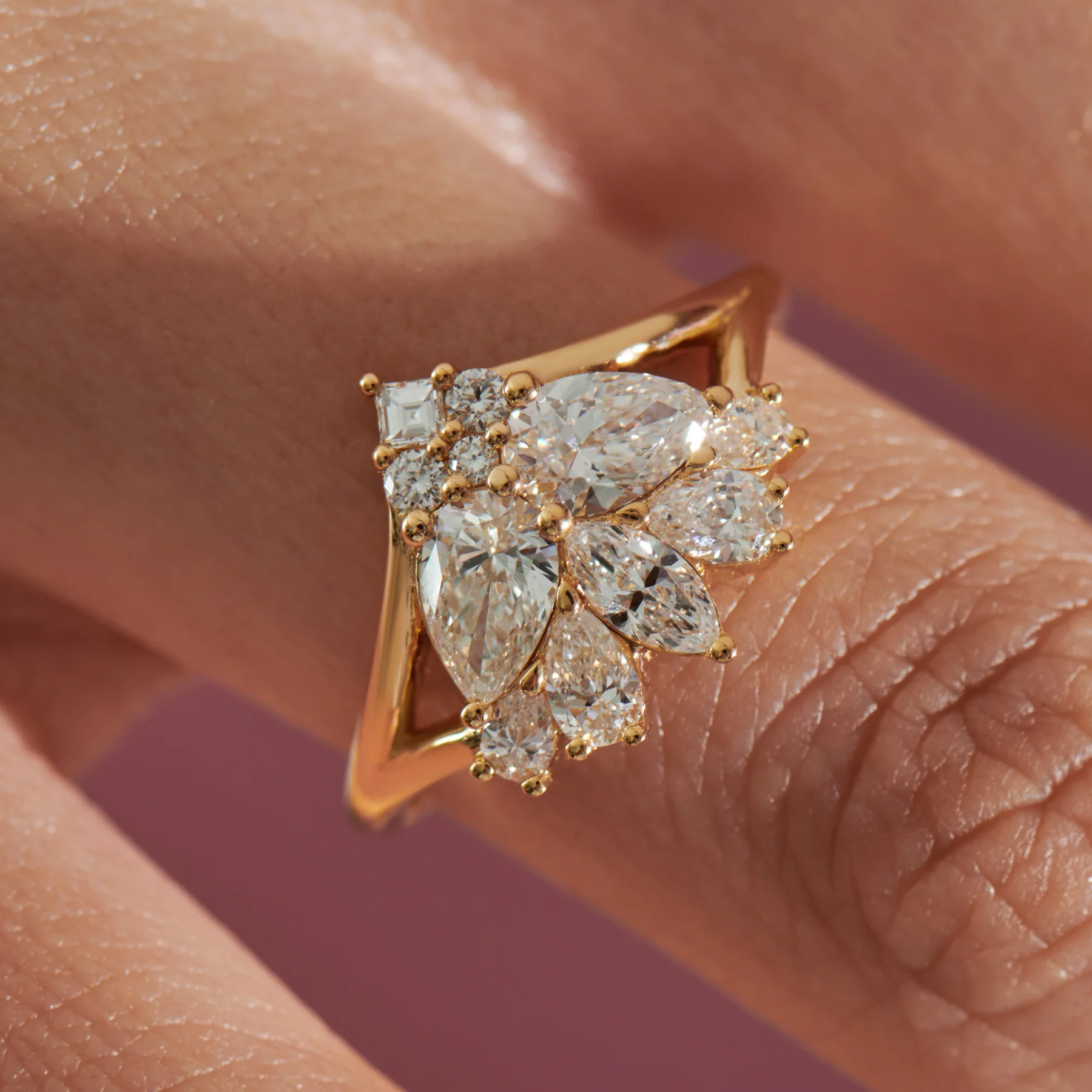 Monarch Mixed Diamond Cluster Engagement Ring - Image 2