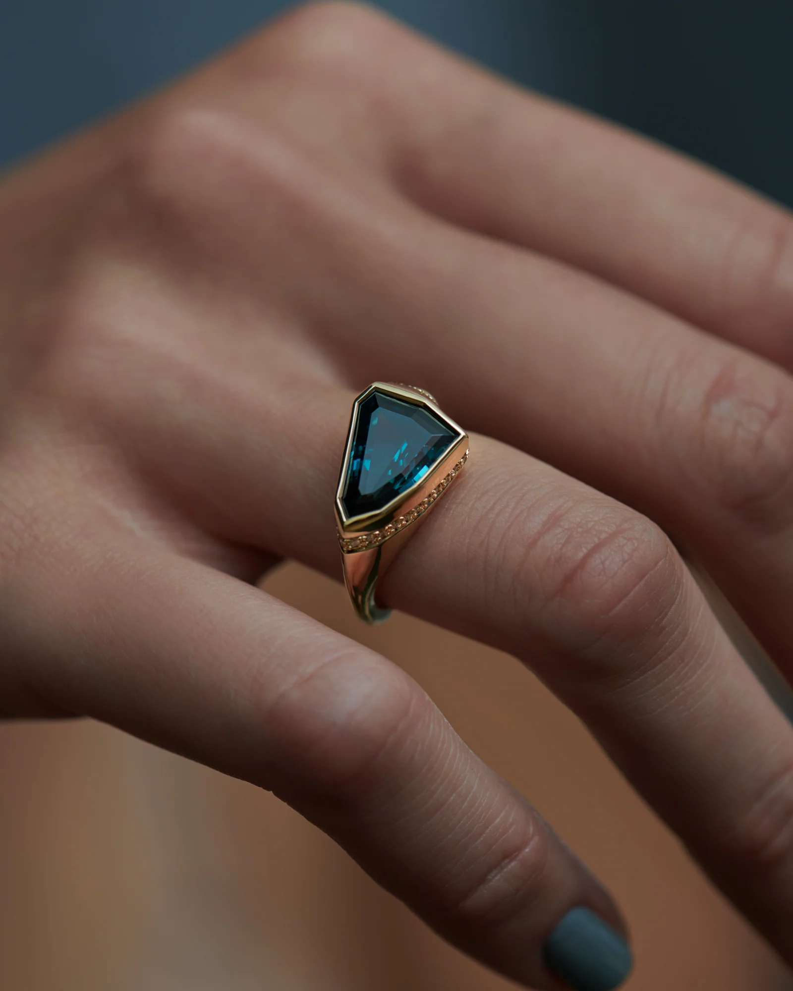 Nebula OOAK Teal Spinel & Diamond Statement Ring - Image 7