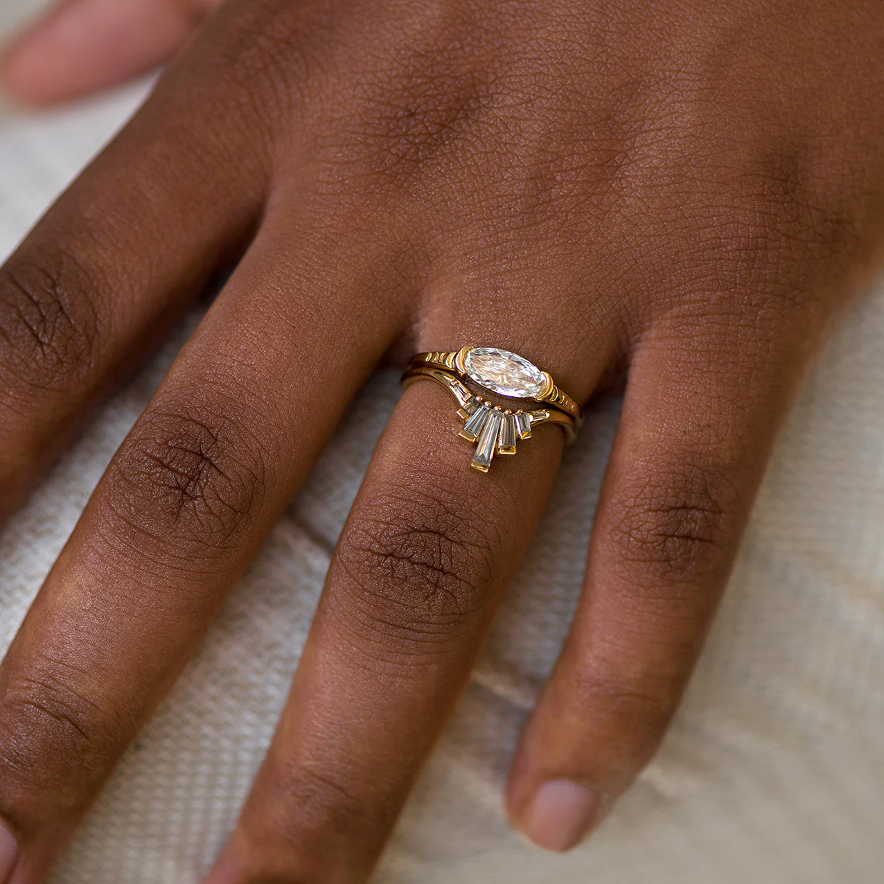 Nesting Wedding Ring with Grey Baguette Diamonds // Limited Edition - Image 8