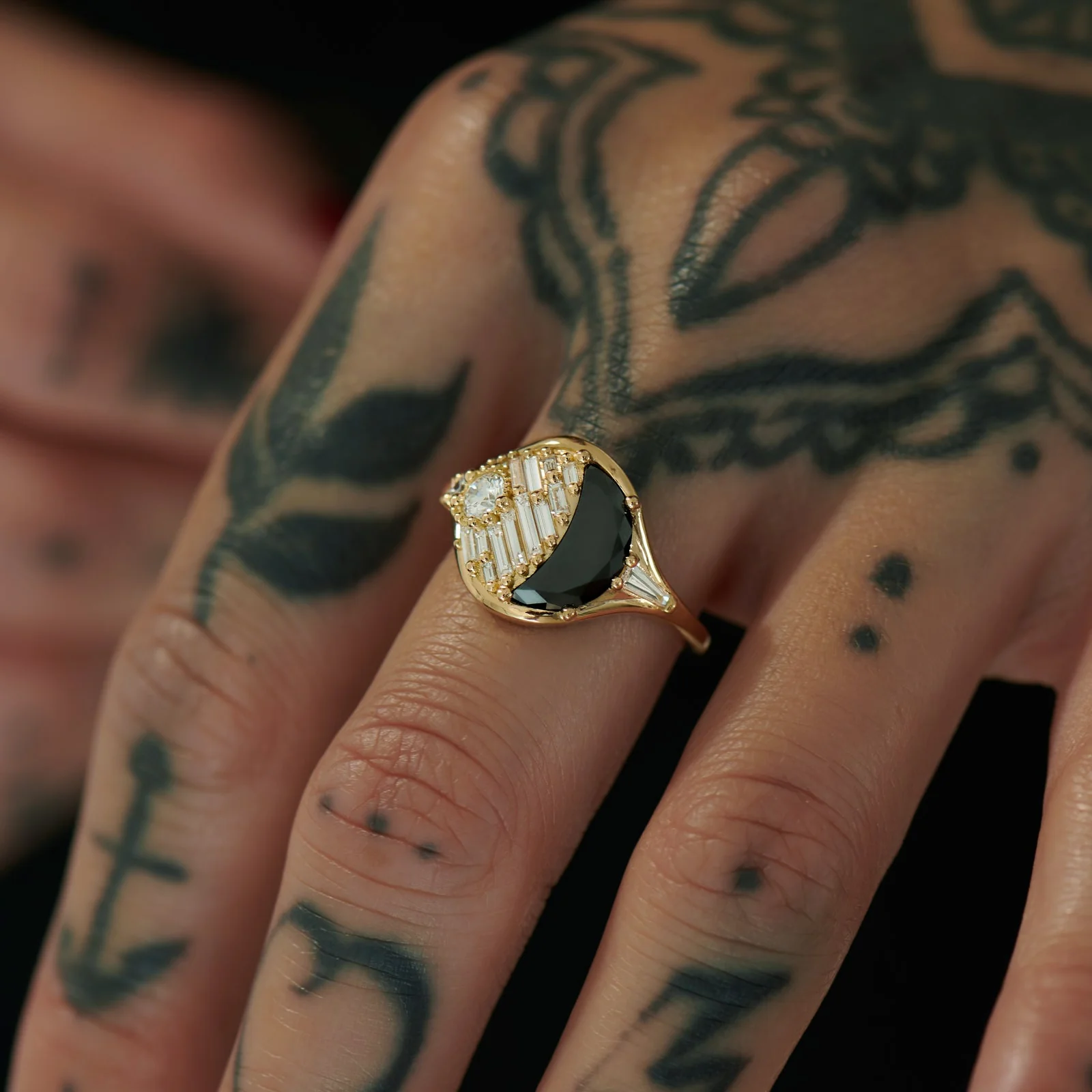New Moon Black Diamond Engagement Ring - Image 3