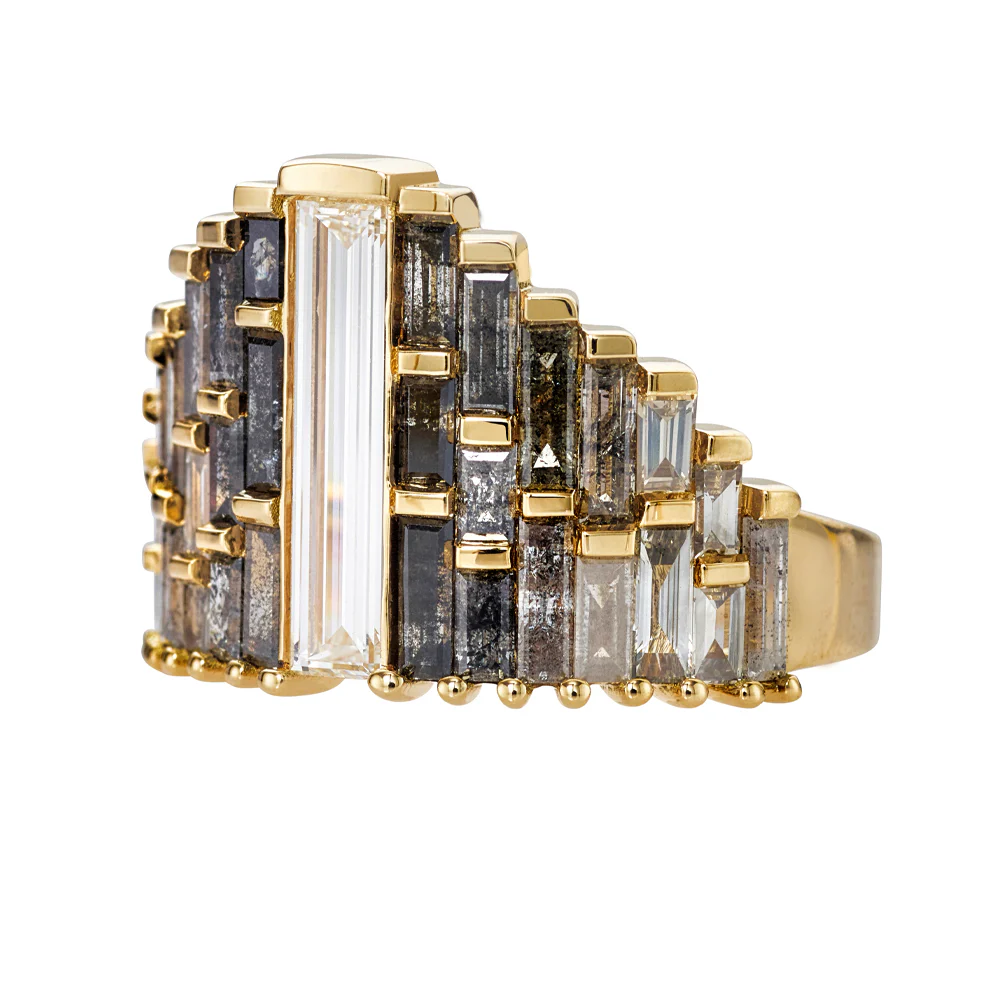 Ombre Engagement Ring with Baguette Cut Diamonds - OOAK - Image 2