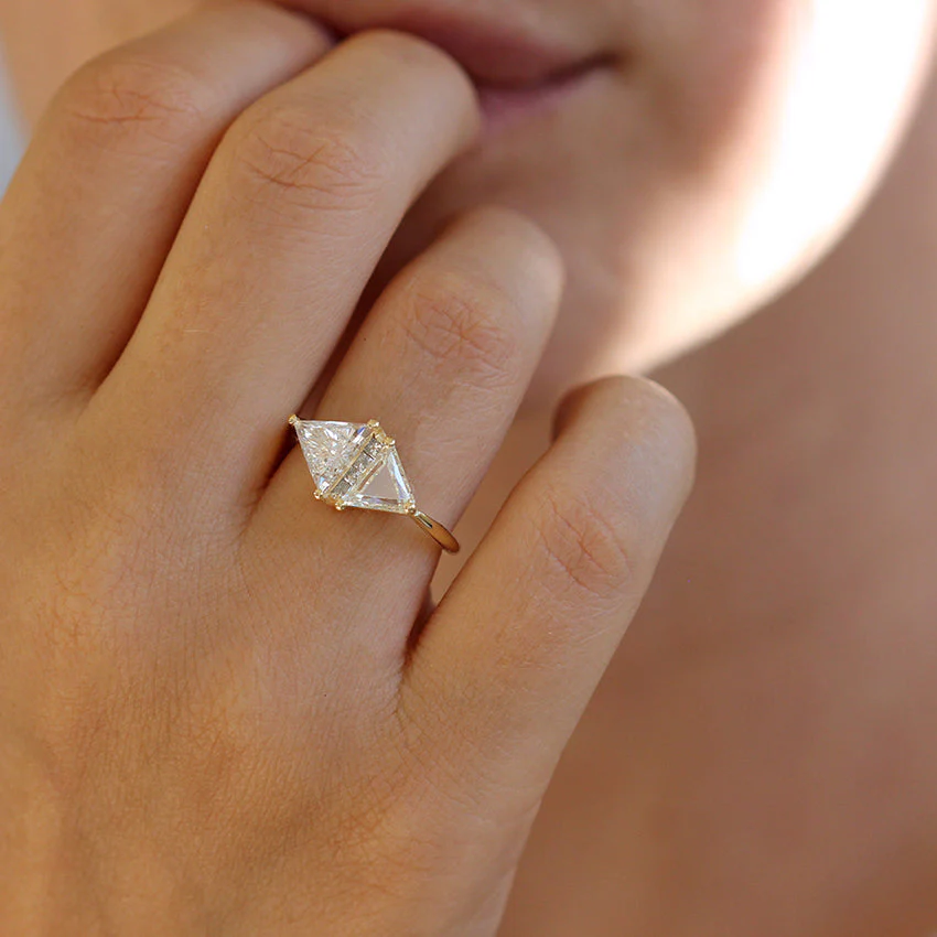 One Carat Trillion Cut Diamond Engagement Ring - Fancy Yellow Rhombus Diamond Ring - Image 7