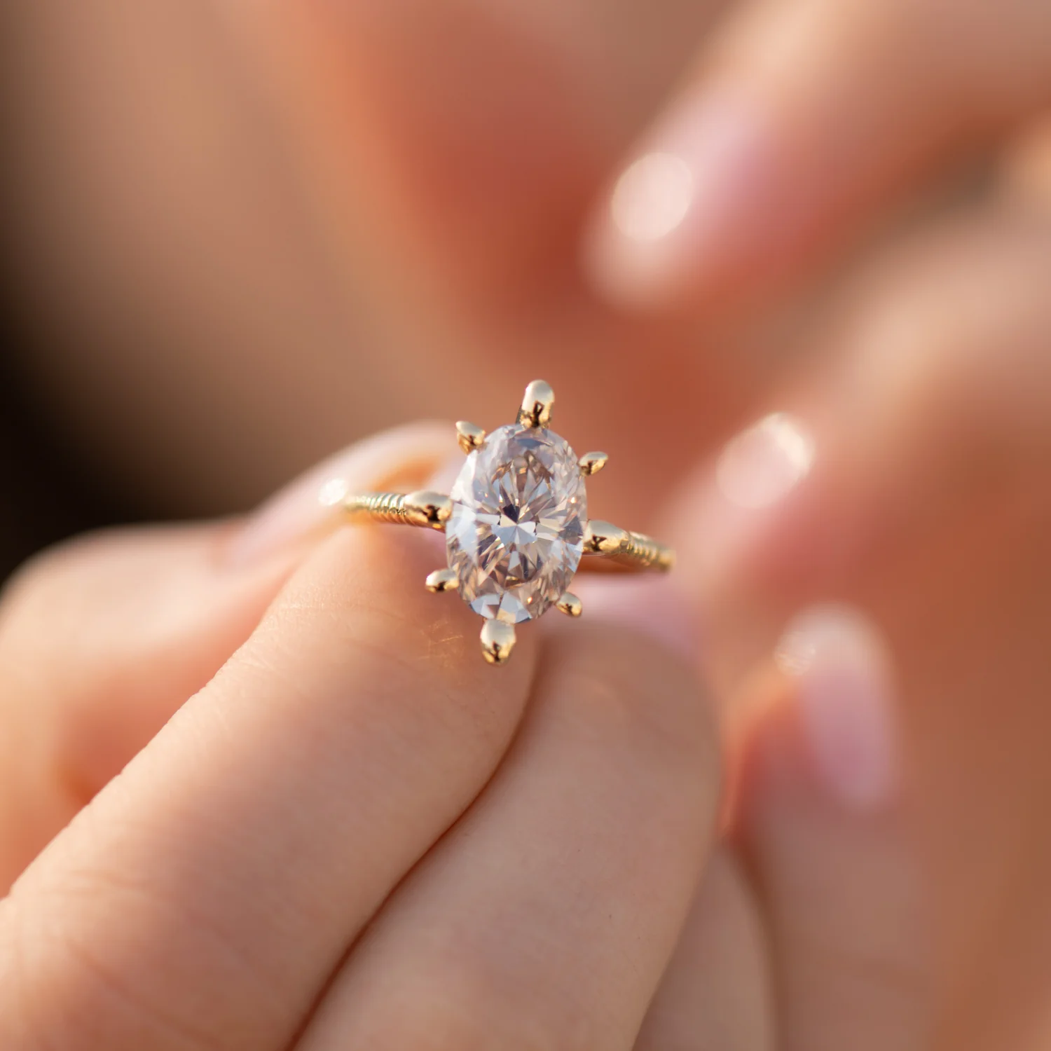 OOAK Champagne Diamond Engagement Ring with Organic Golden Accenting - Image 3
