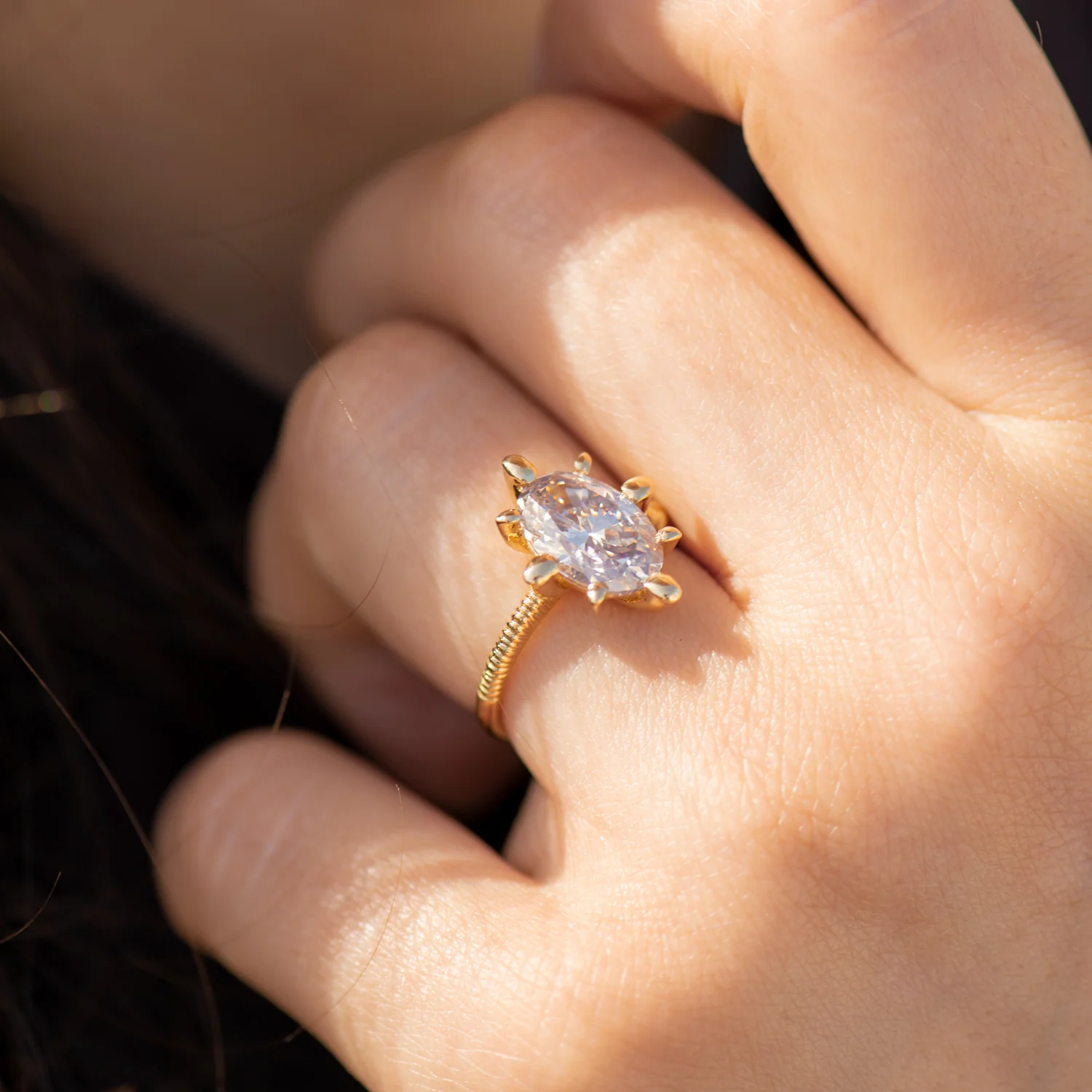 OOAK Champagne Diamond Engagement Ring with Organic Golden Accenting - Image 9
