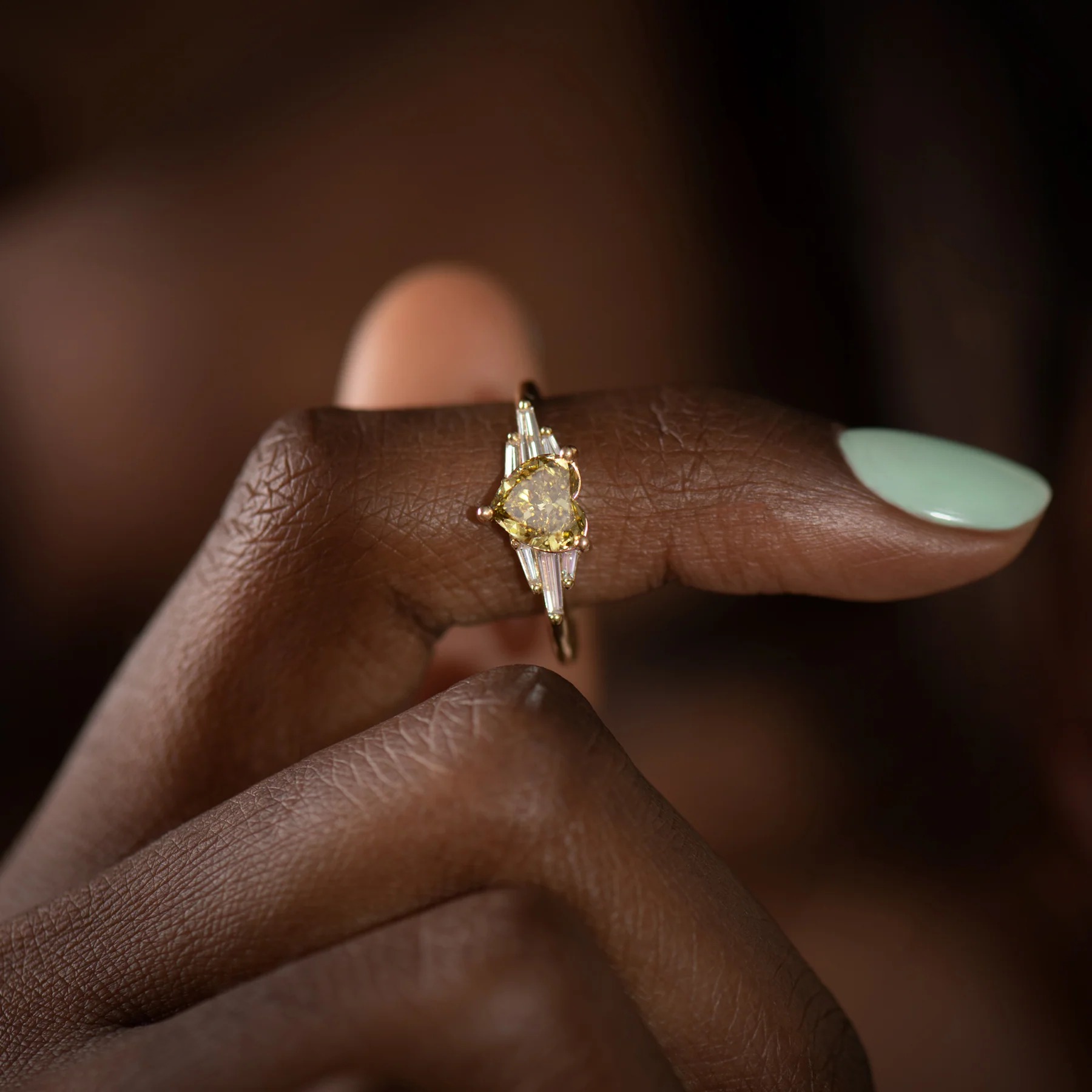 OOAK Fancy Heart Engagement Ring - Image 4