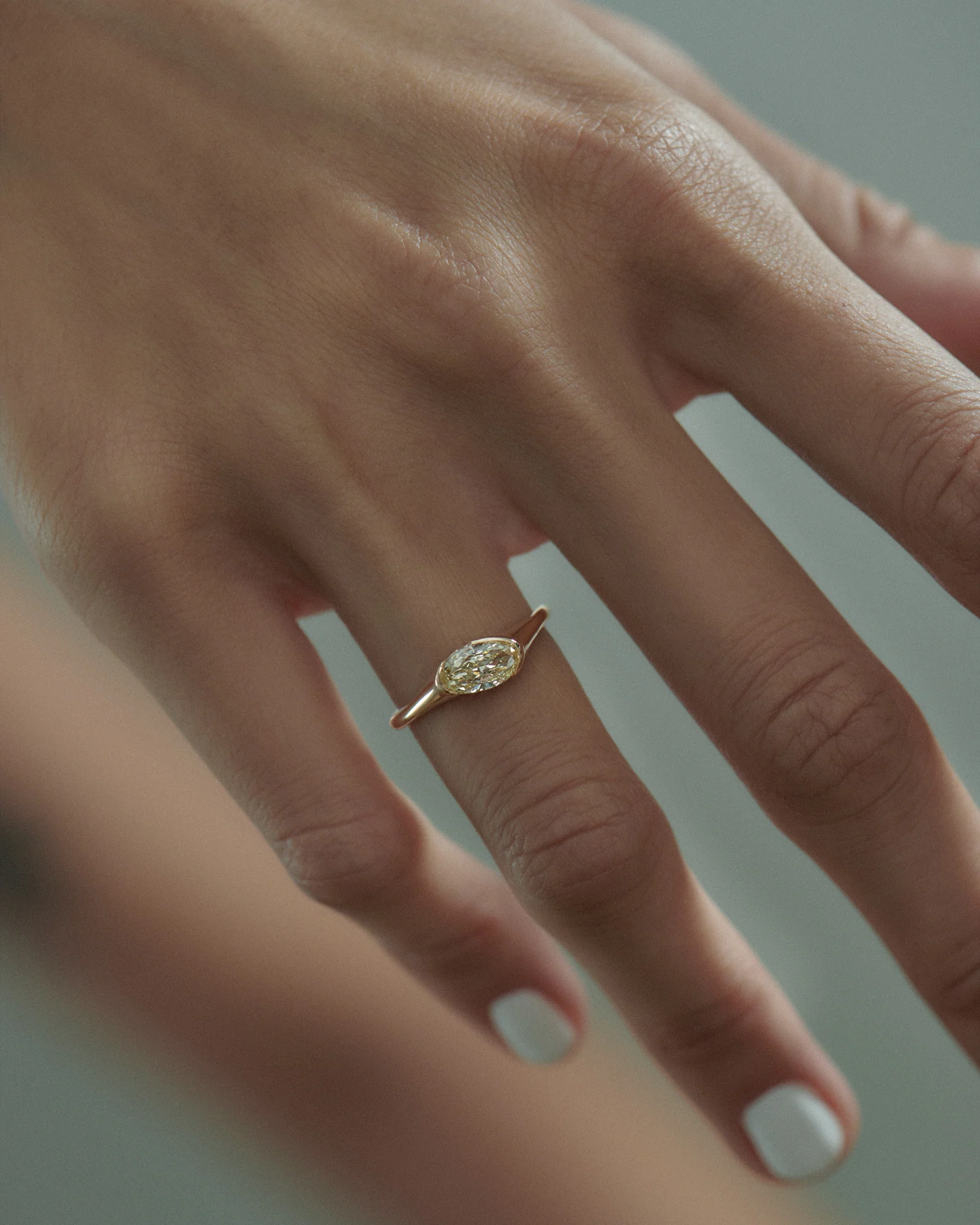 OOAK Fancy Yellow Moval Diamond Engagement Ring - Image 3