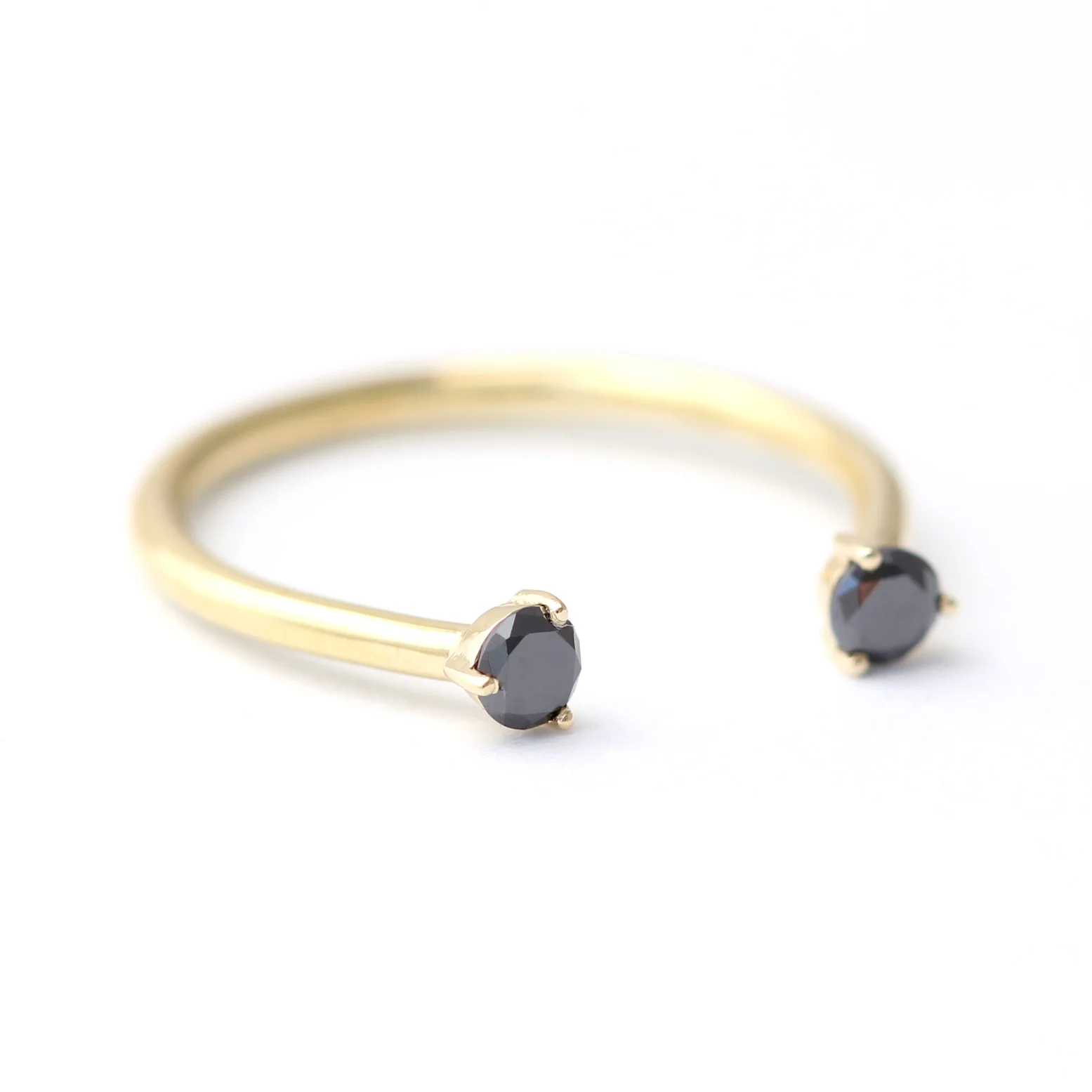 Open Black Diamond Ring - Diamond Horseshoe Ring - Image 3