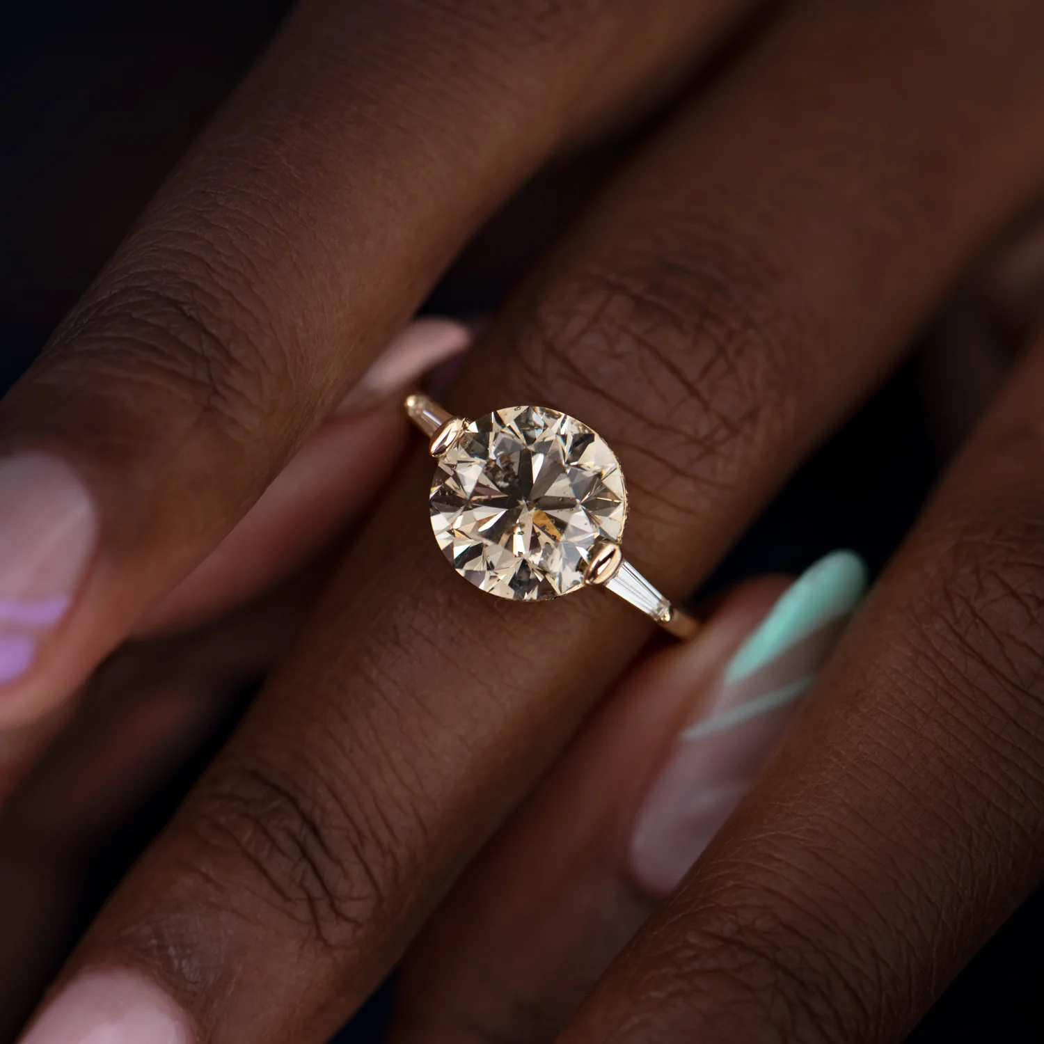 Orion's Belt Engagement Ring with Brilliant Champagne Cut Diamond - OOAK - Image 2