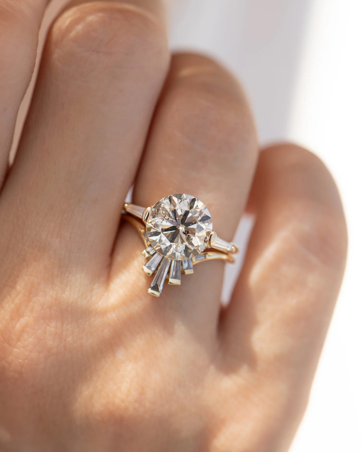 Orion's Belt Engagement Ring with Brilliant Champagne Cut Diamond - OOAK - Image 3