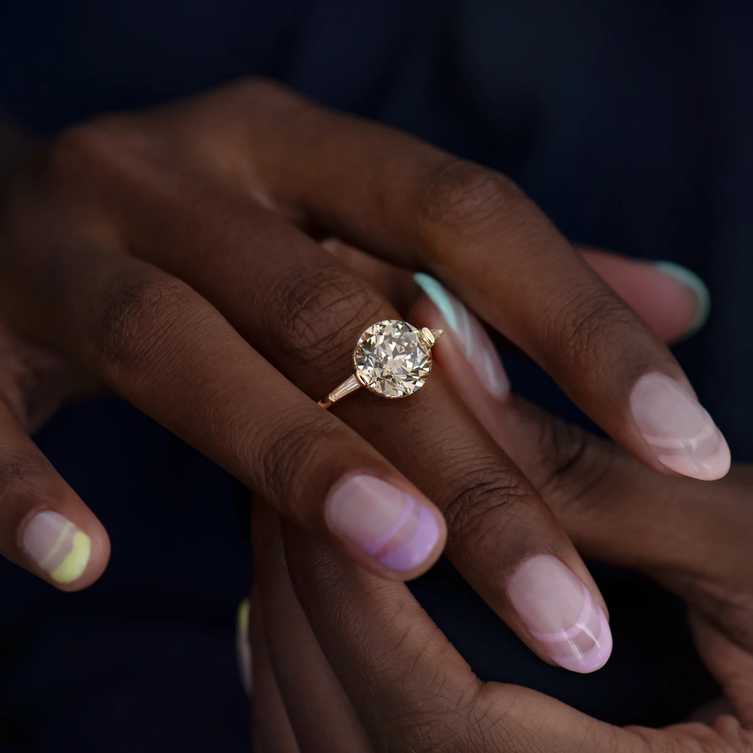 Orion's Belt Engagement Ring with Brilliant Champagne Cut Diamond - OOAK - Image 4