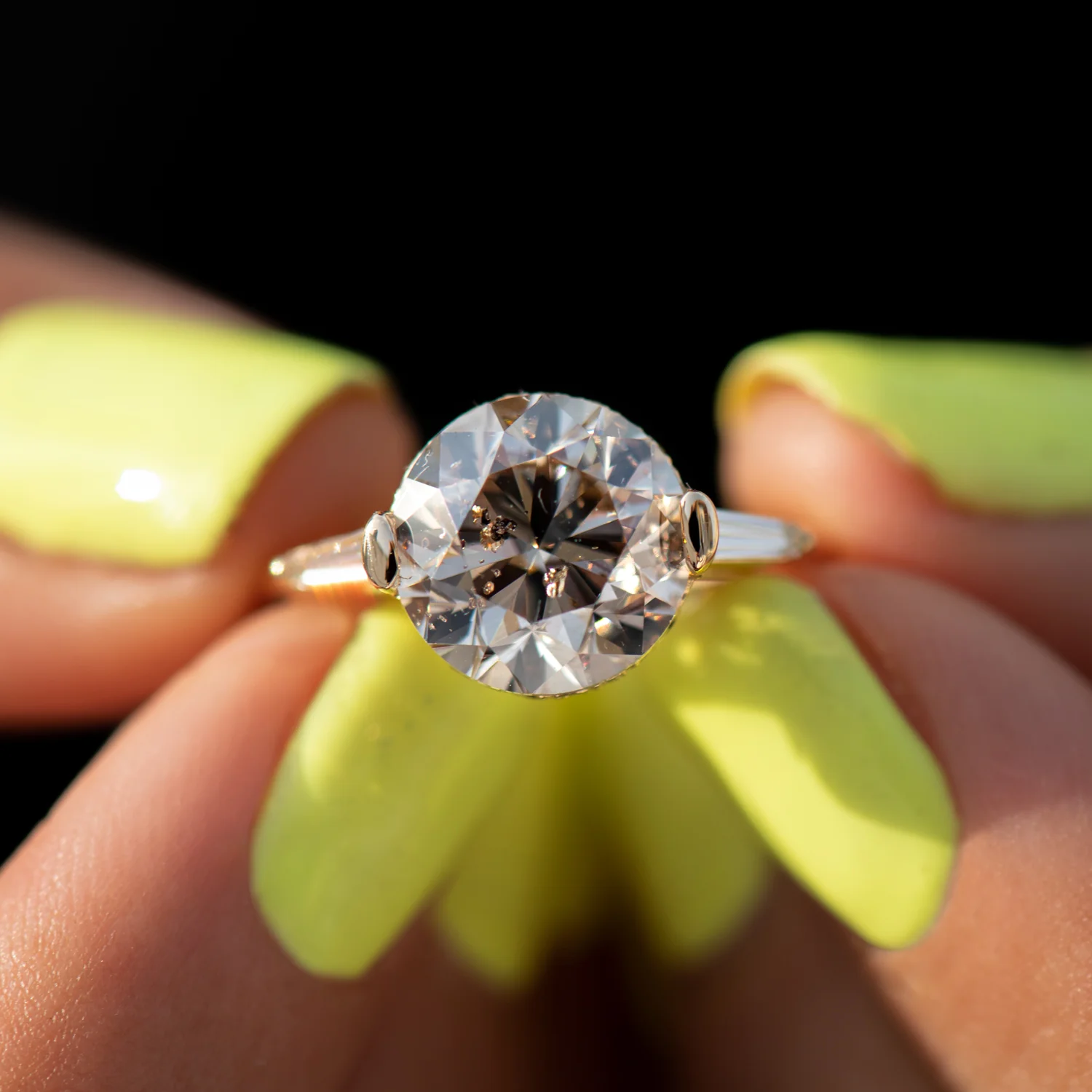 Orion's Belt Engagement Ring with Brilliant Champagne Cut Diamond - OOAK - Image 8