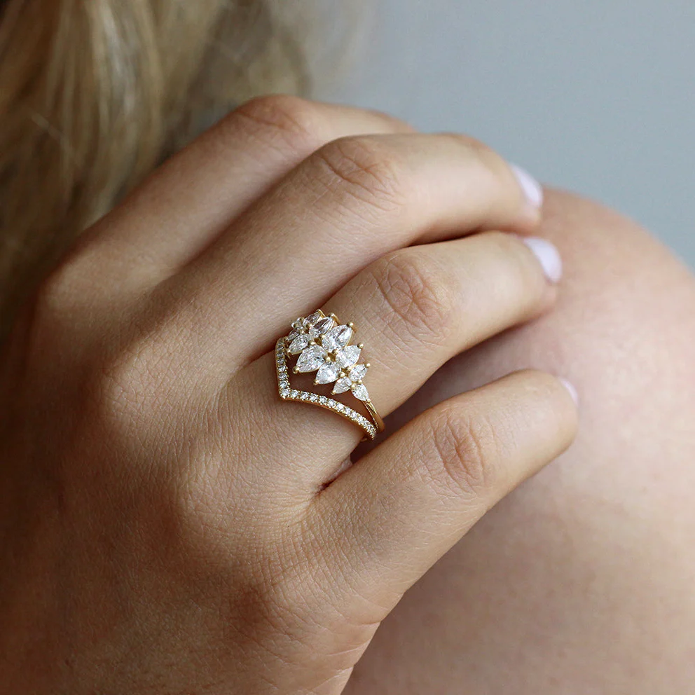 Pear Diamond Cluster Ring - Pear Engagement Ring - Image 10