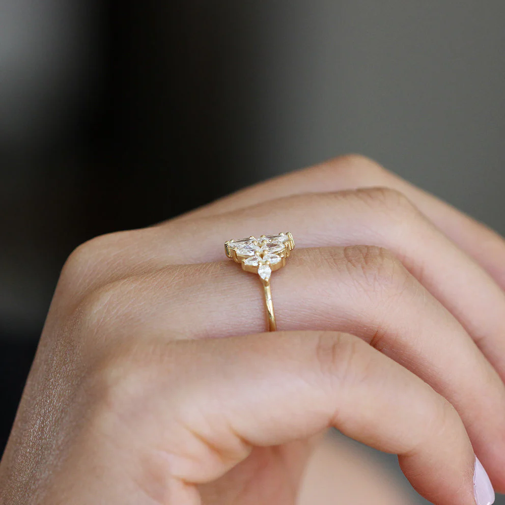 Pear Diamond Cluster Ring - Pear Engagement Ring - Image 8