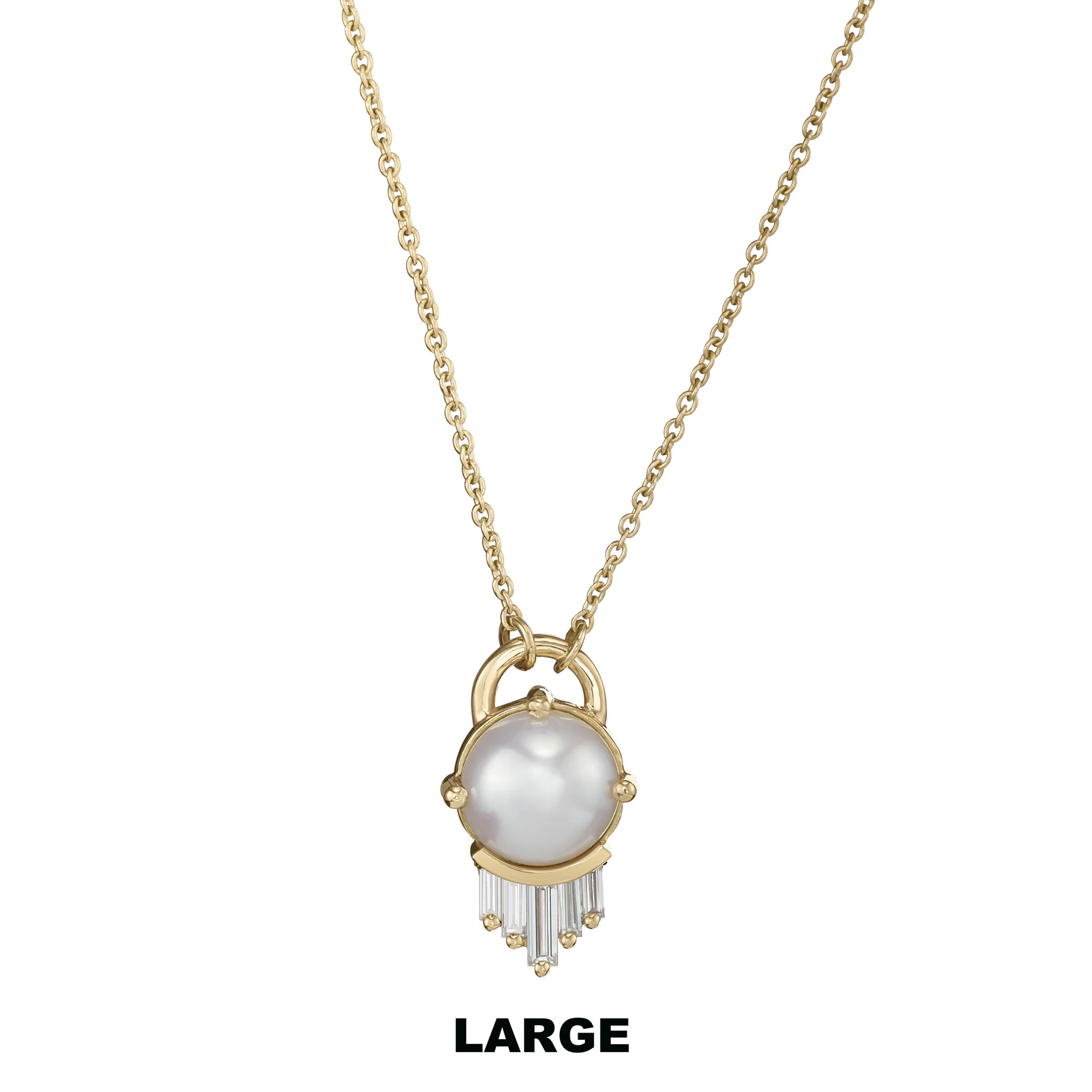 Pearl and Diamond Necklace in Solid Gold - Image 7