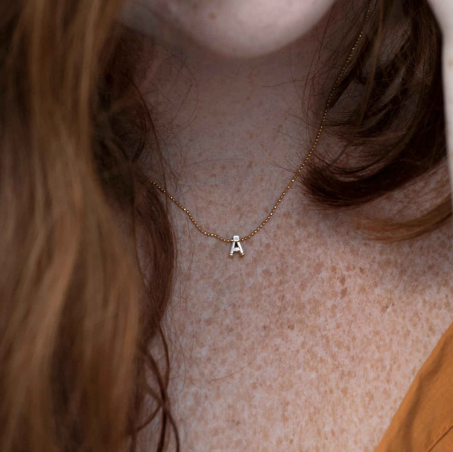 Personalized Initial Necklace with Baguette Diamonds - Image 13