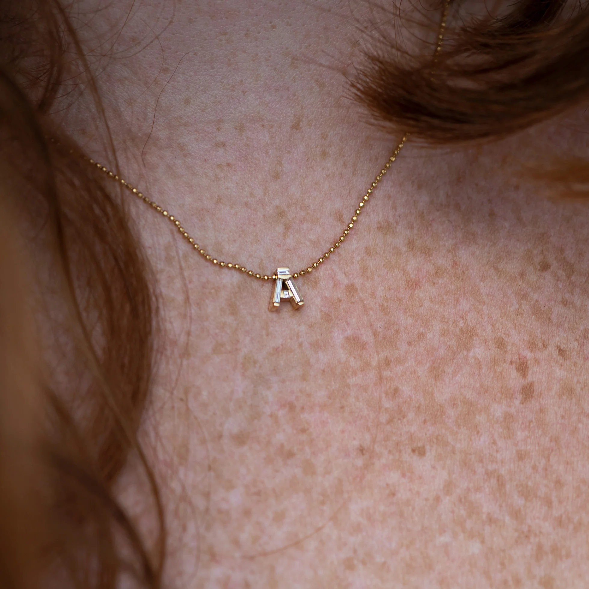 Personalized Initial Necklace with Baguette Diamonds - Image 3