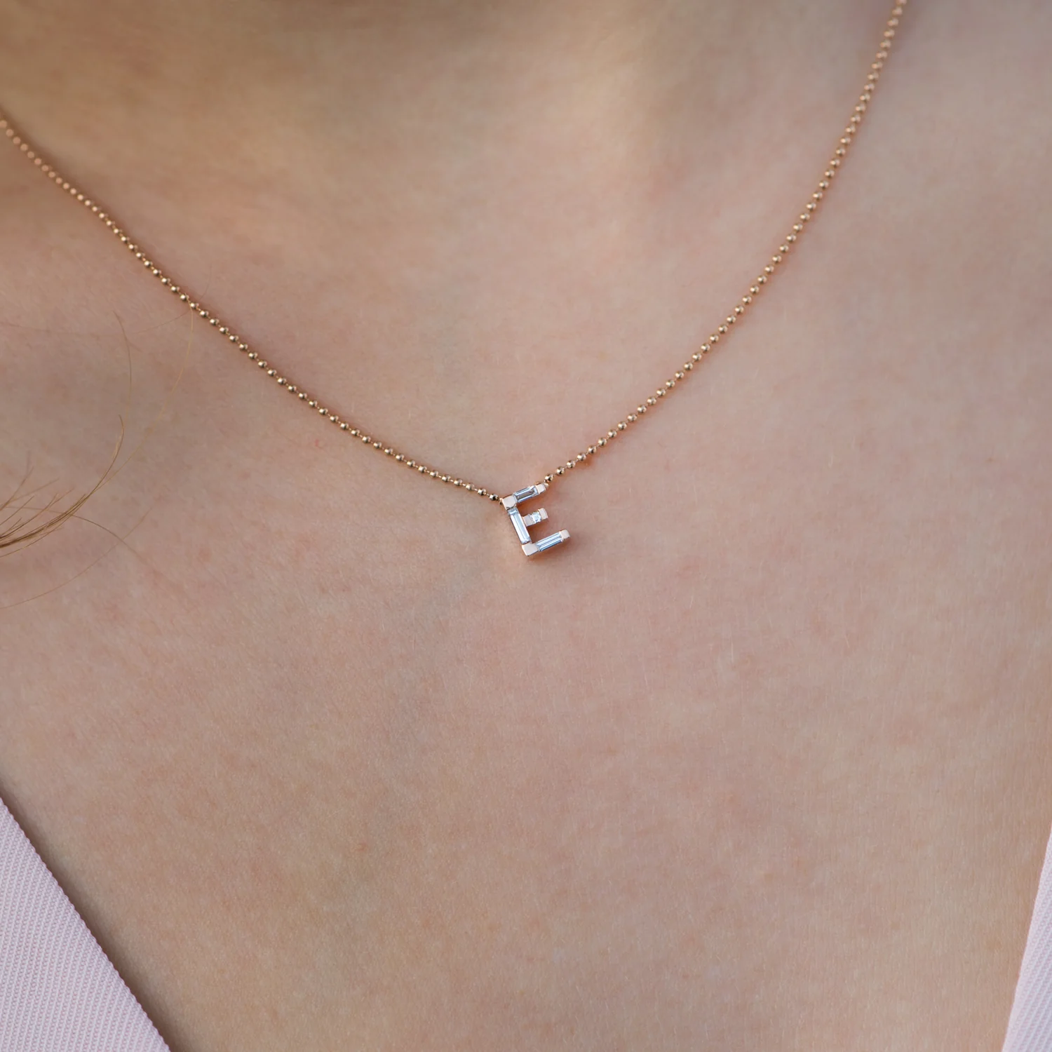 Personalized Initial Necklace with Baguette Diamonds - Image 5
